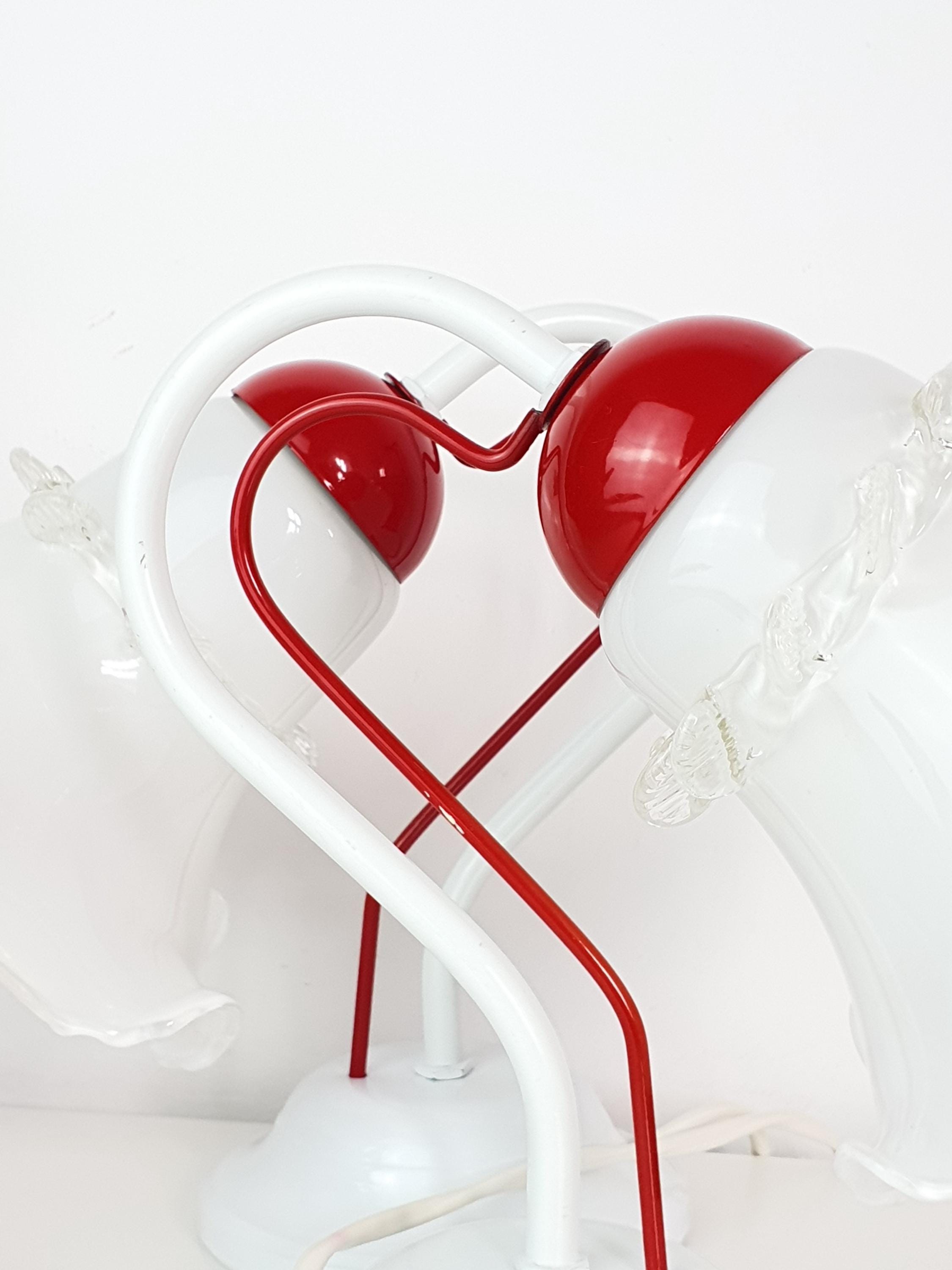 Murano Glass Tulip Table Lamps: Mid-Century Modern Floral Bedside Lights