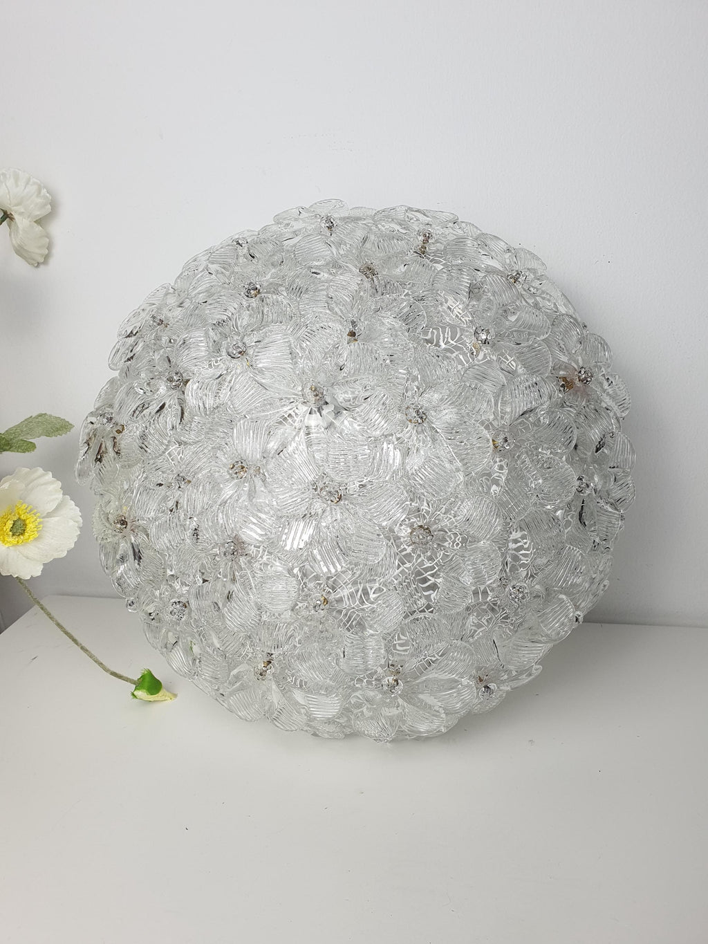 Vintage Seguso style Murano glass dome ceiling light — very good vintage condition