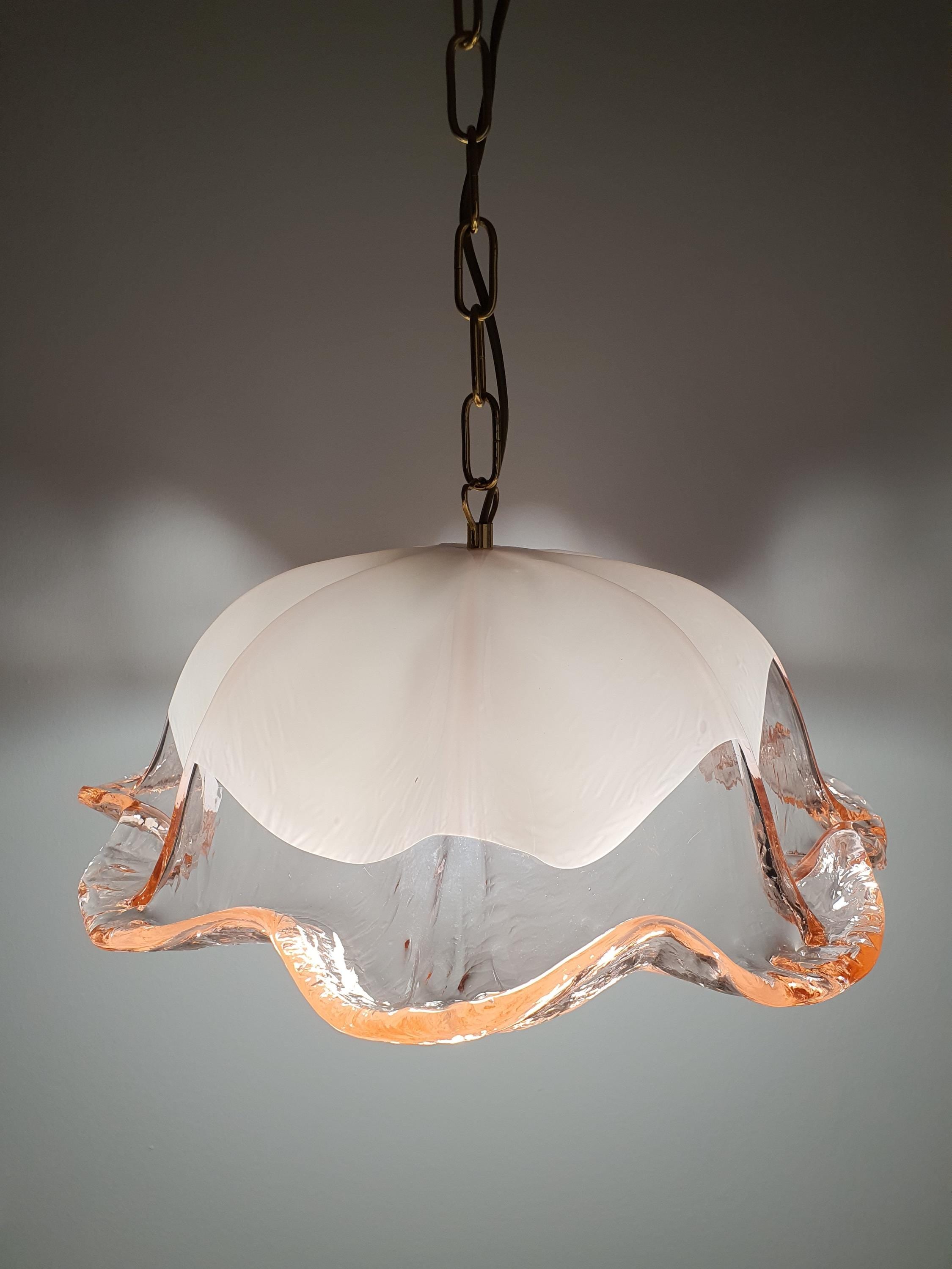 La Murrina Pink Tulip Pendant Light | Vintage Murano Glass Floral Lamp | Italian Mid-Century Lighting