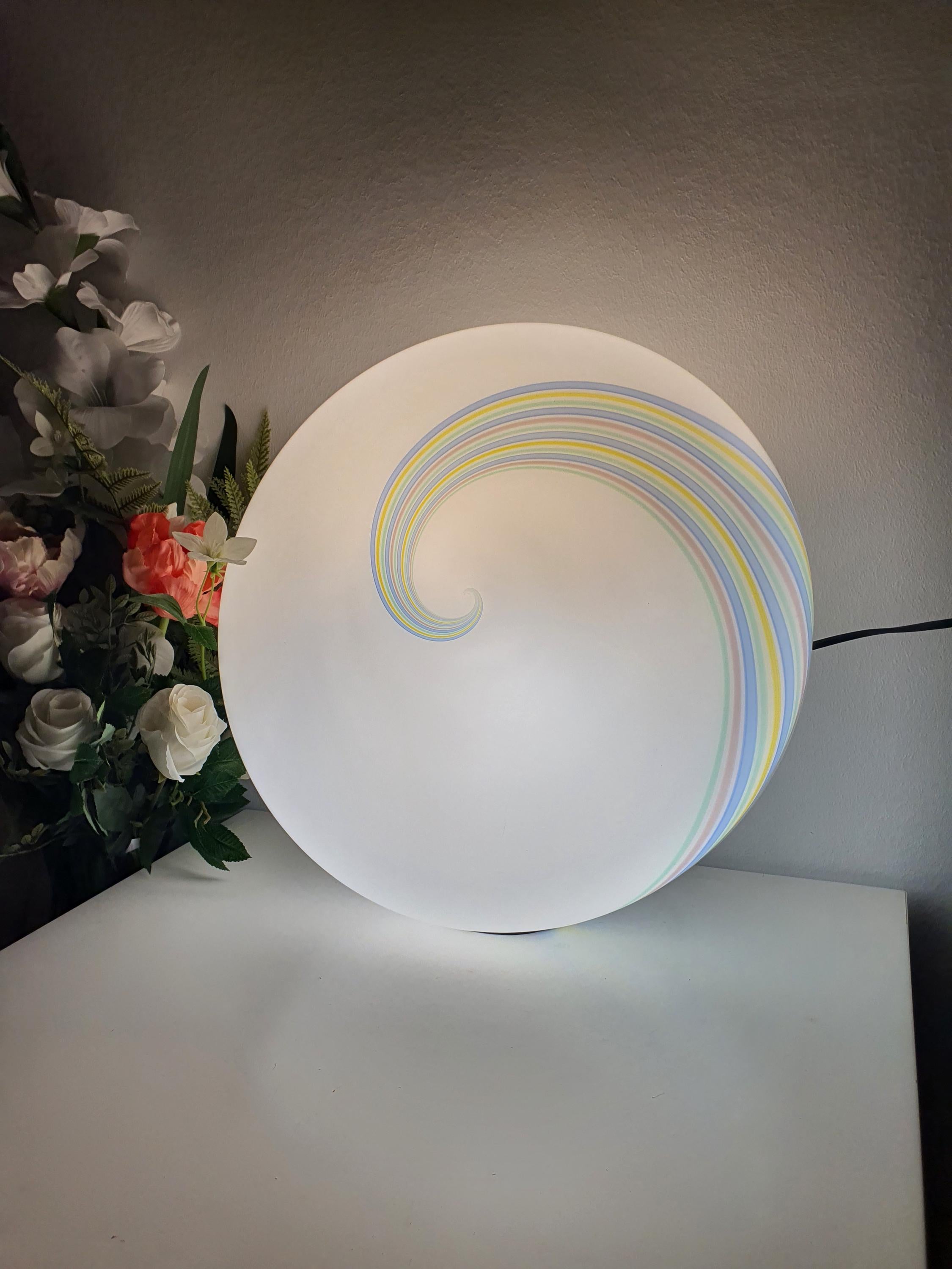 F. Fabbian Murano Glass Multicolor Swirl Flush Mount Ceiling Light Vintage Italian