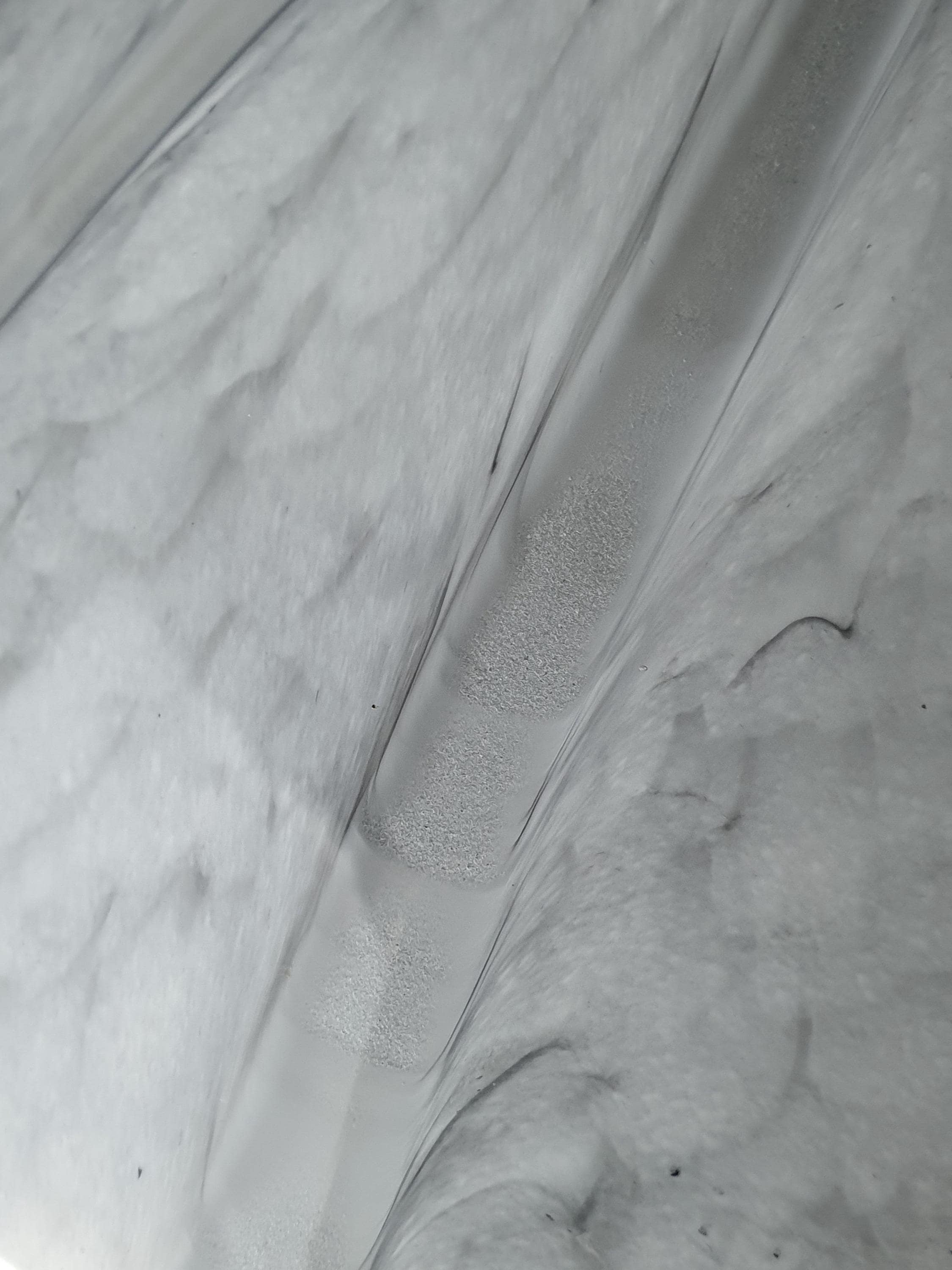 Murano glass mushroom lamp — thick handcrafted glass with white and grey wave decoration, detail