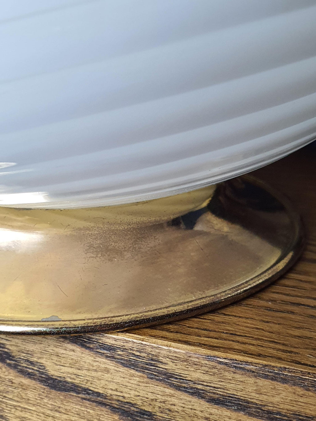 Pair of Vintage Murano Glass Swirl Globe Bedside Lamps Gold Base