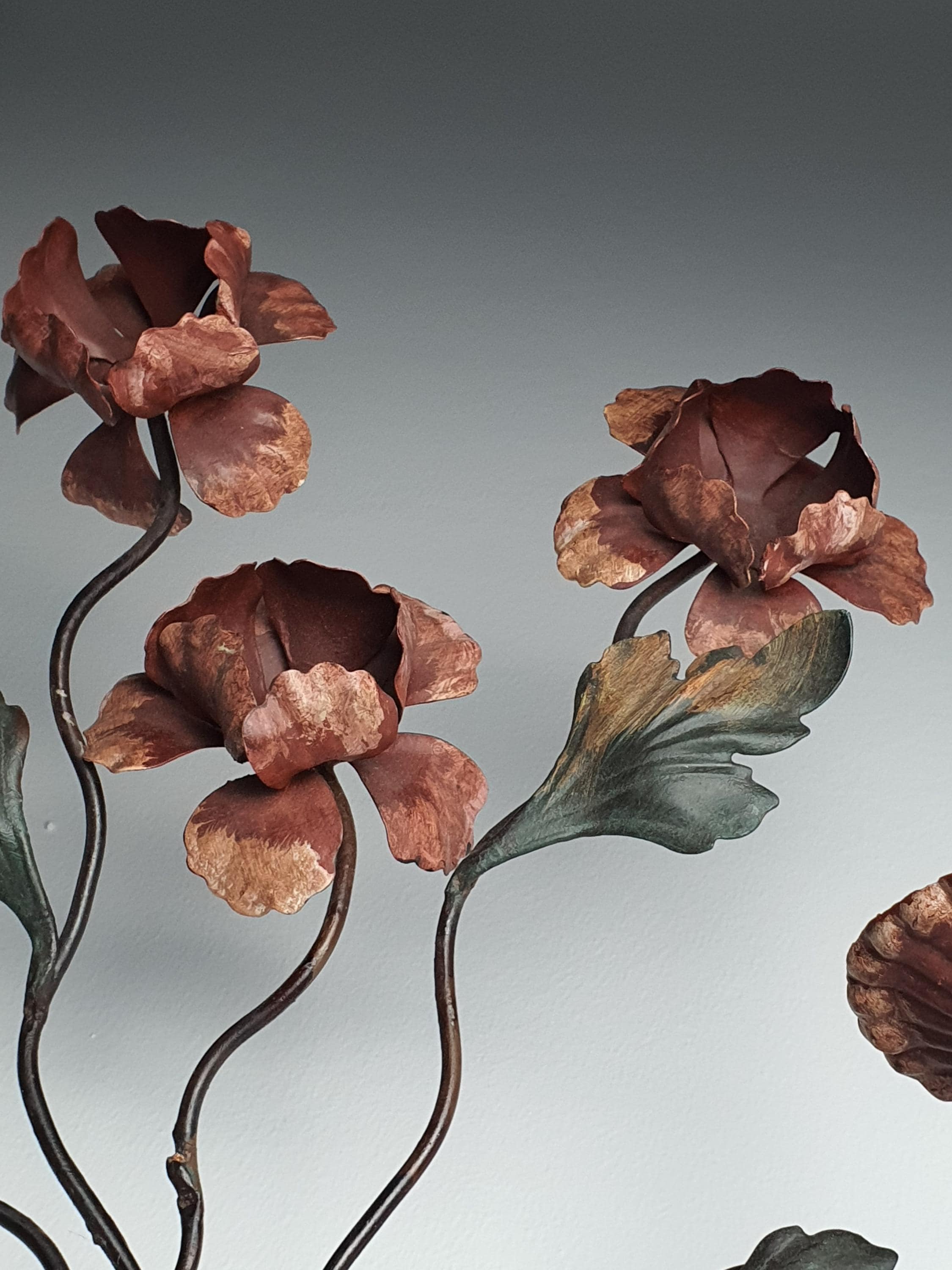 Pair of Italian toleware floral bow sconces / set of vintage gilt tole wall lights