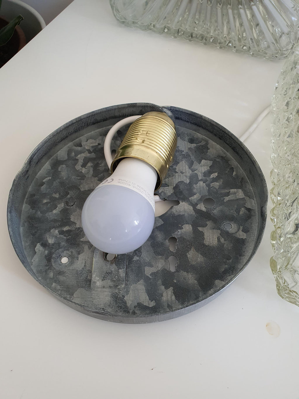 Pair of Brutalist Square Glass Wall Sconces or Ceiling Lights | Art Deco Light Fixtures | Mid-Century Modern Textured Glass Lamps