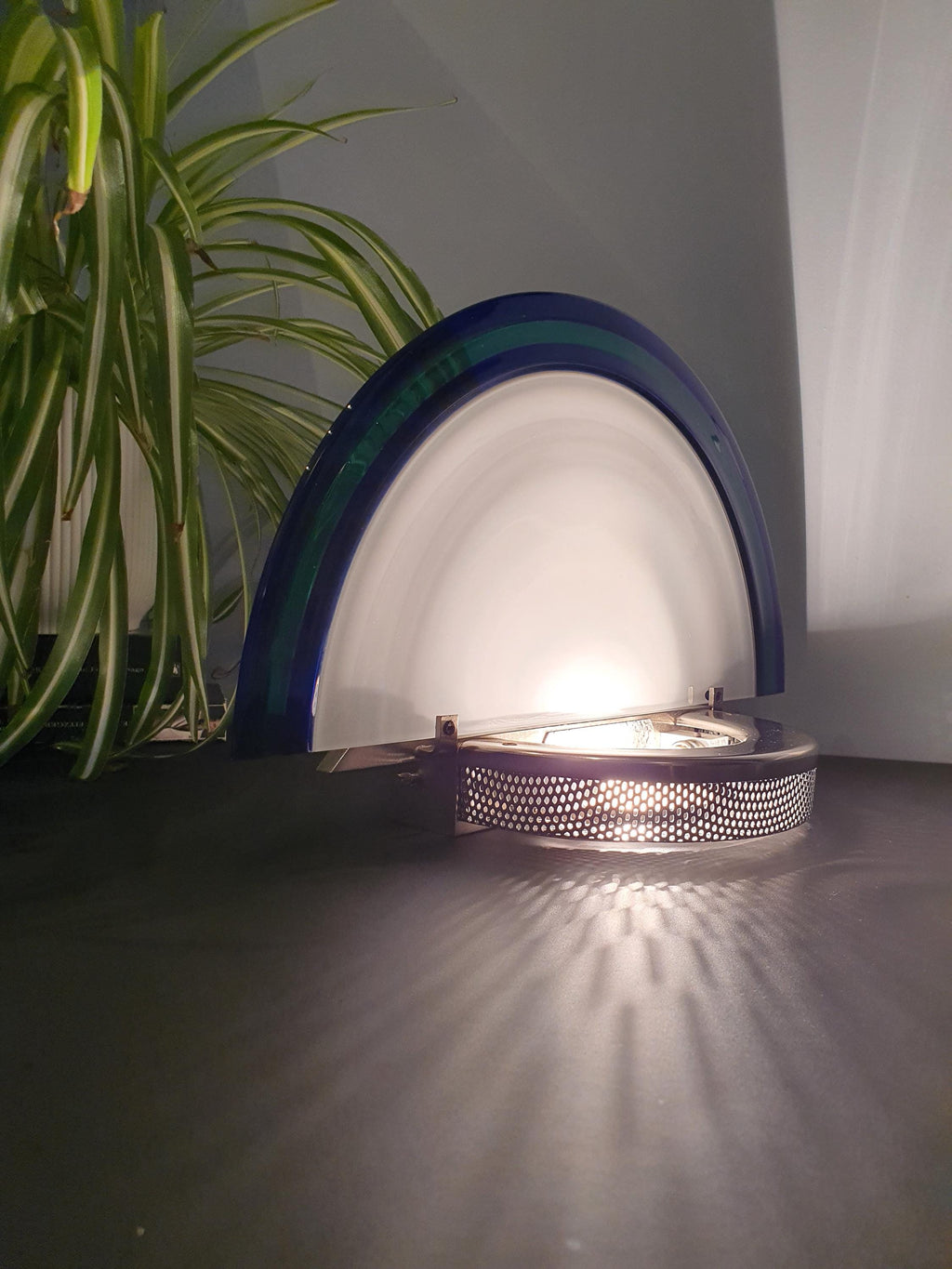 De Majo Murano Glass Sconce: Art Deco Half-Moon Wall Light