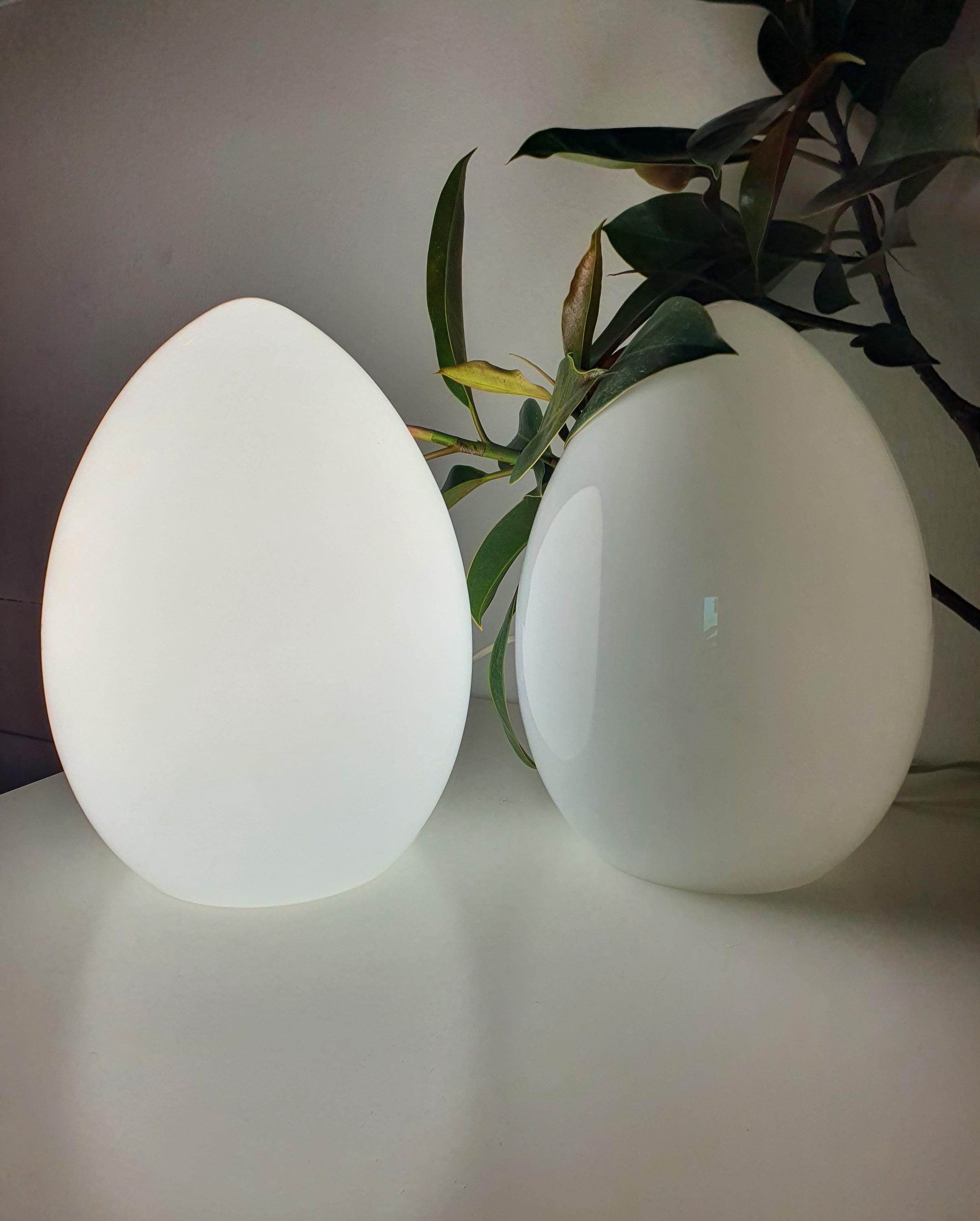Murano Glass Egg Lamps: Vintage White Globe Lights, MCM Decor