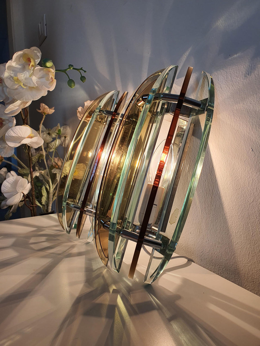 Veca UFO Glass Wall Sconces: Mid-Century Modern Italian Lighting
