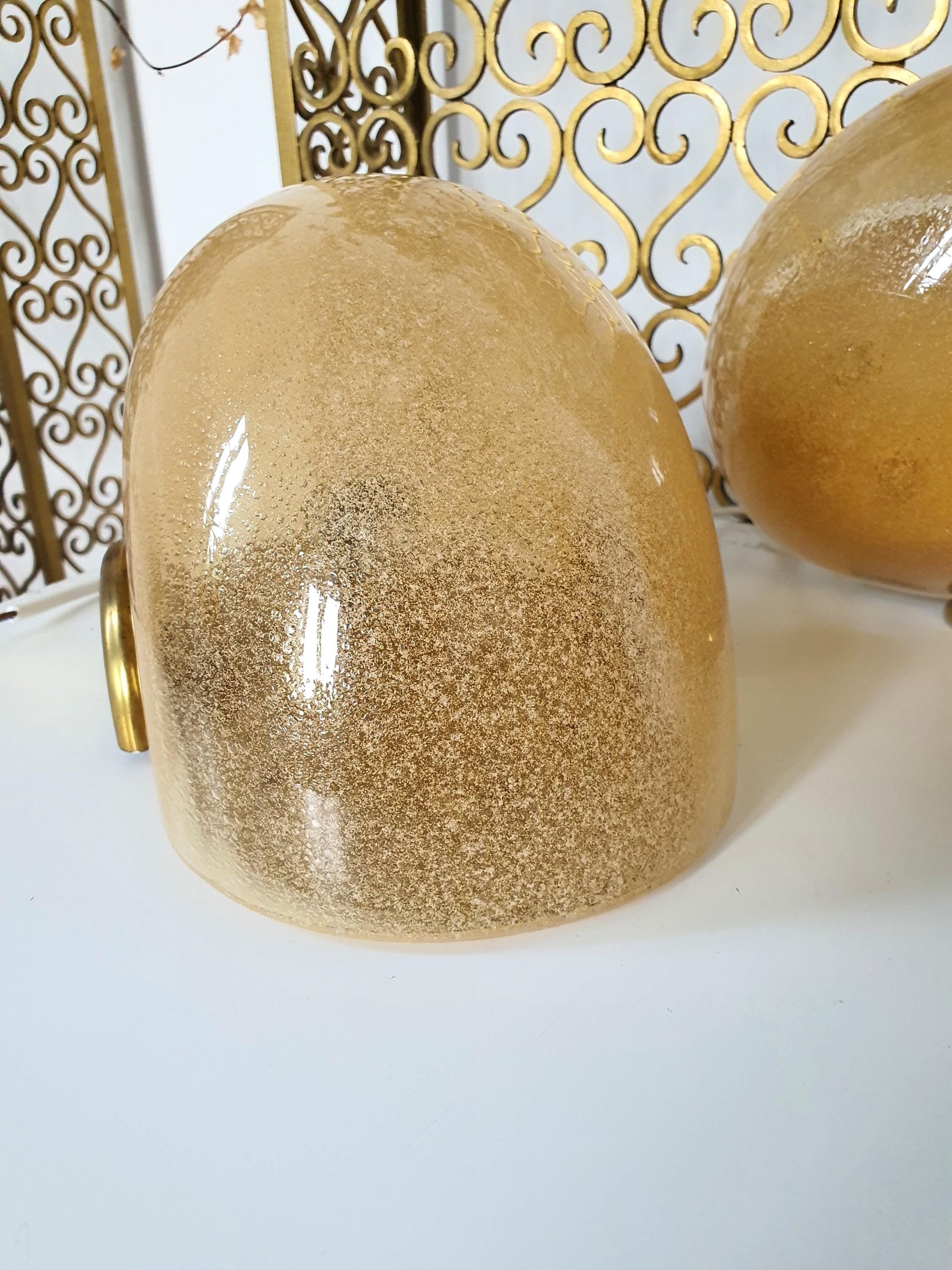 Vintage Murano Glass Wall Sconces: Caramel Art Deco Italian Lamps