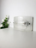 Vintage Ruggiu G3121.03 Venetian Glas Halbmond Wandleuchte, dépoliert und transparent mit silberne Basis