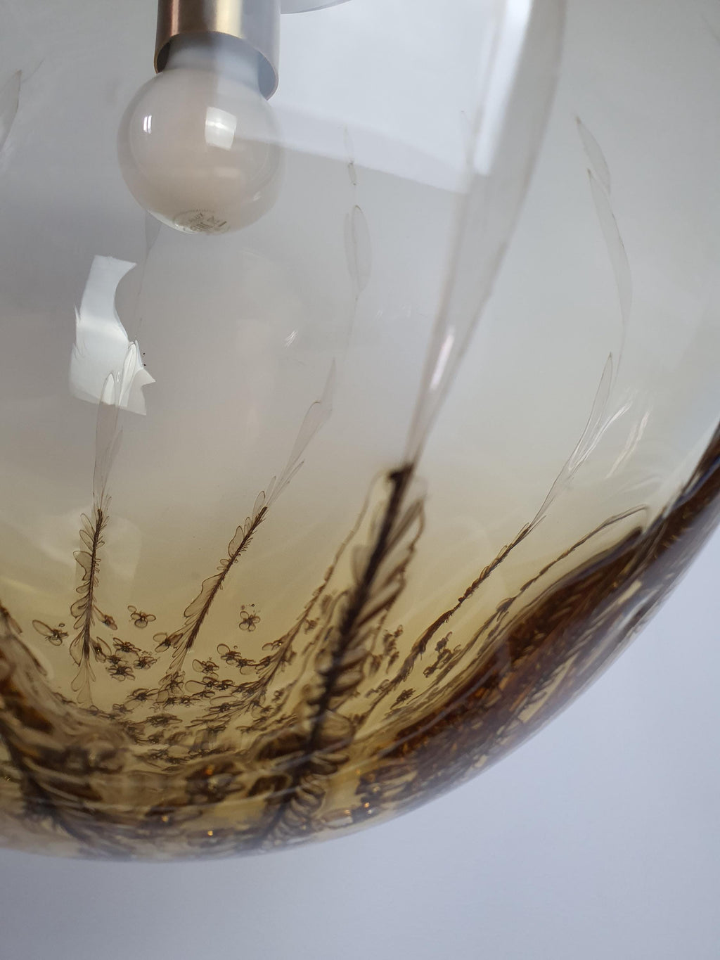 Large globe La Murrina caramel bubble pendant light in vintage Murano glass