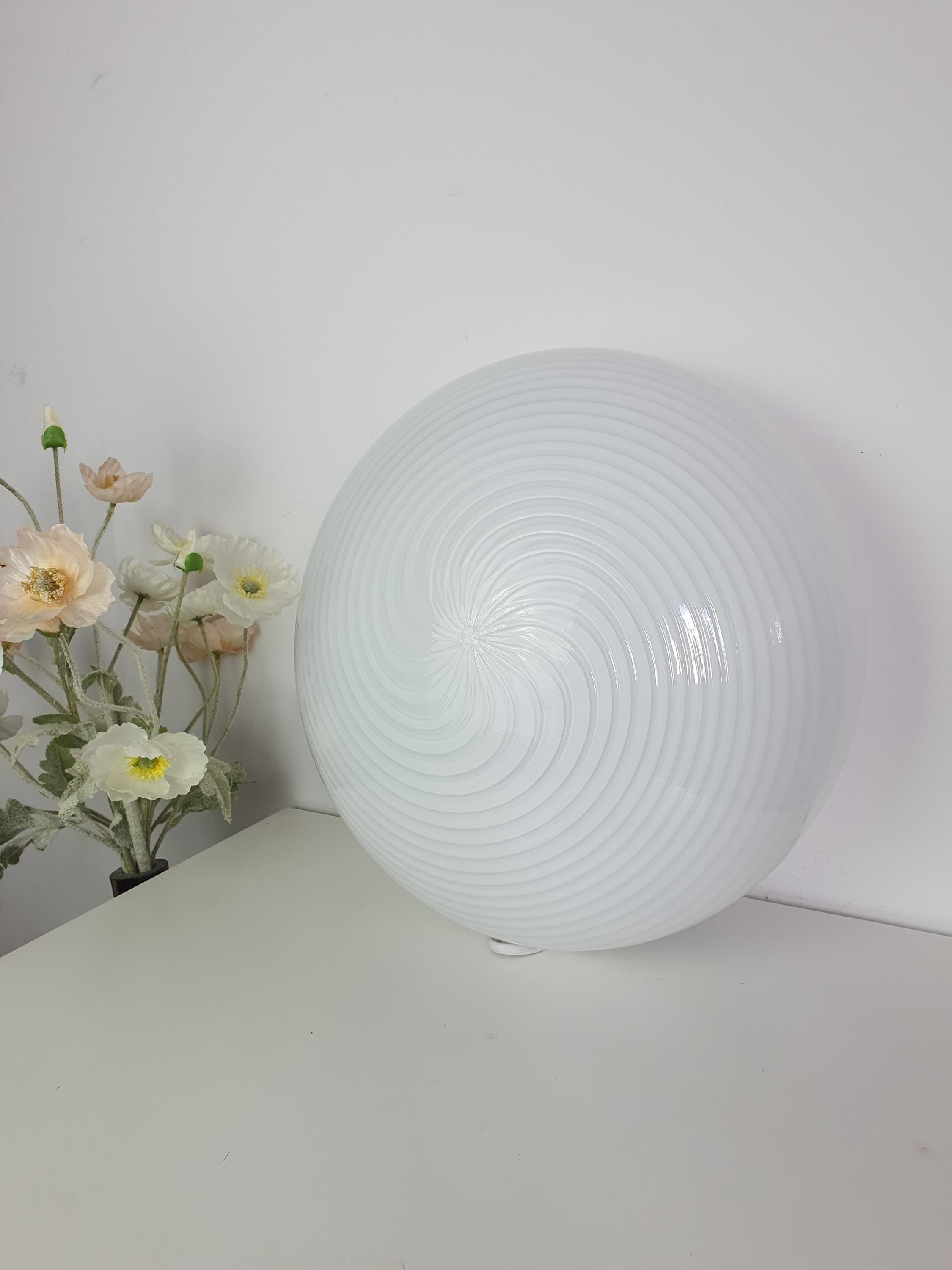 Vintage Murano Glass Swirl Flush Mount Light: Retro Italian Ceiling Lamp