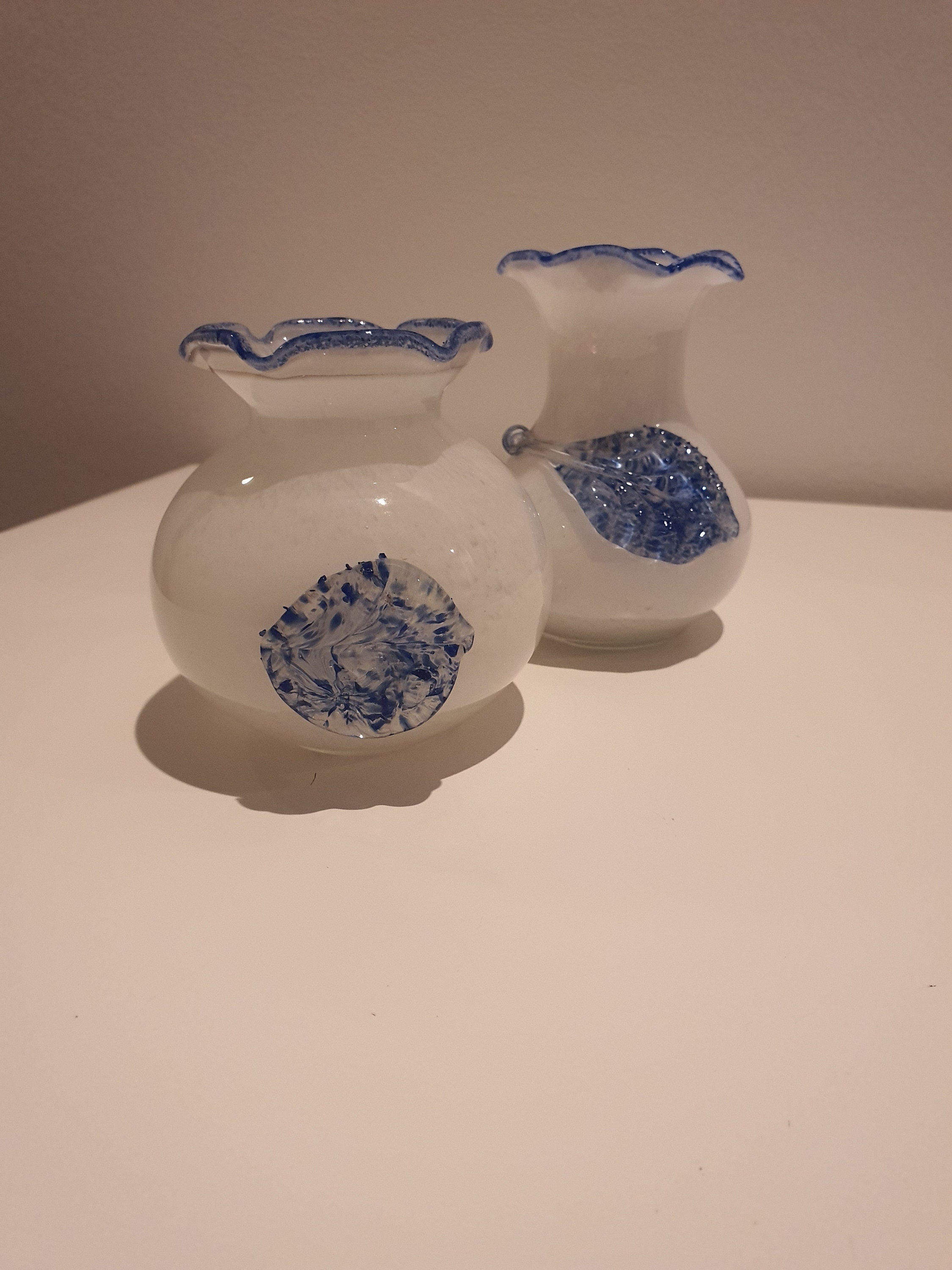 Pair of petite Murano swirl glass vase 1990s