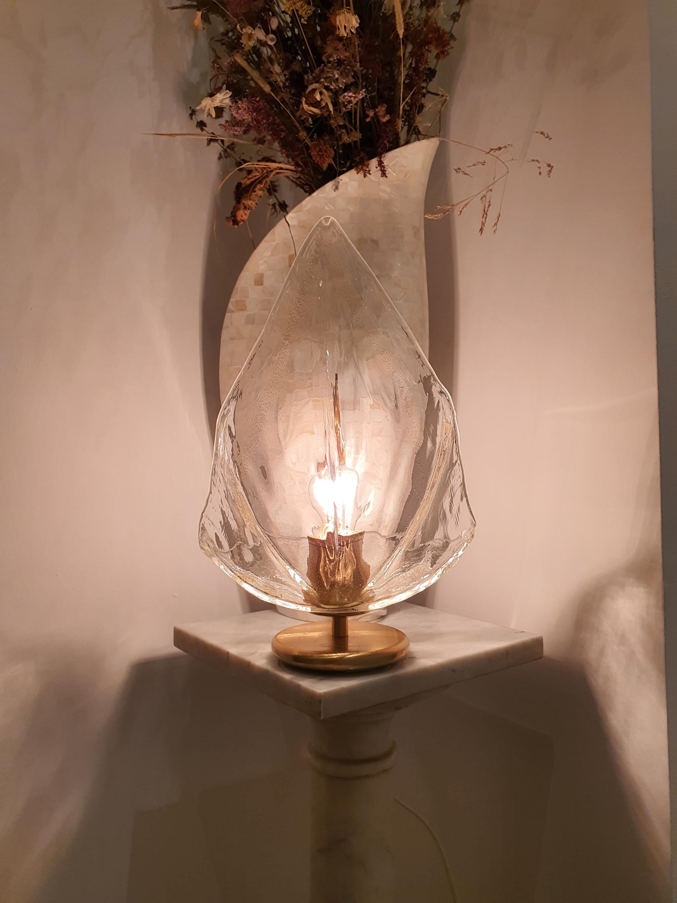 La Murrina Vintage Murano Glass Table Lamp: Venetian Floral Petal Design