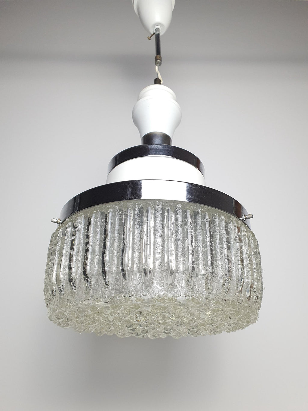 1970s retro Italian pendant — metal and wood aging consistent with vintage condition