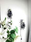 Paar handgefertigt gothic wrought iron Wandleuchtes — dark grau finish, castle-inspired, front view