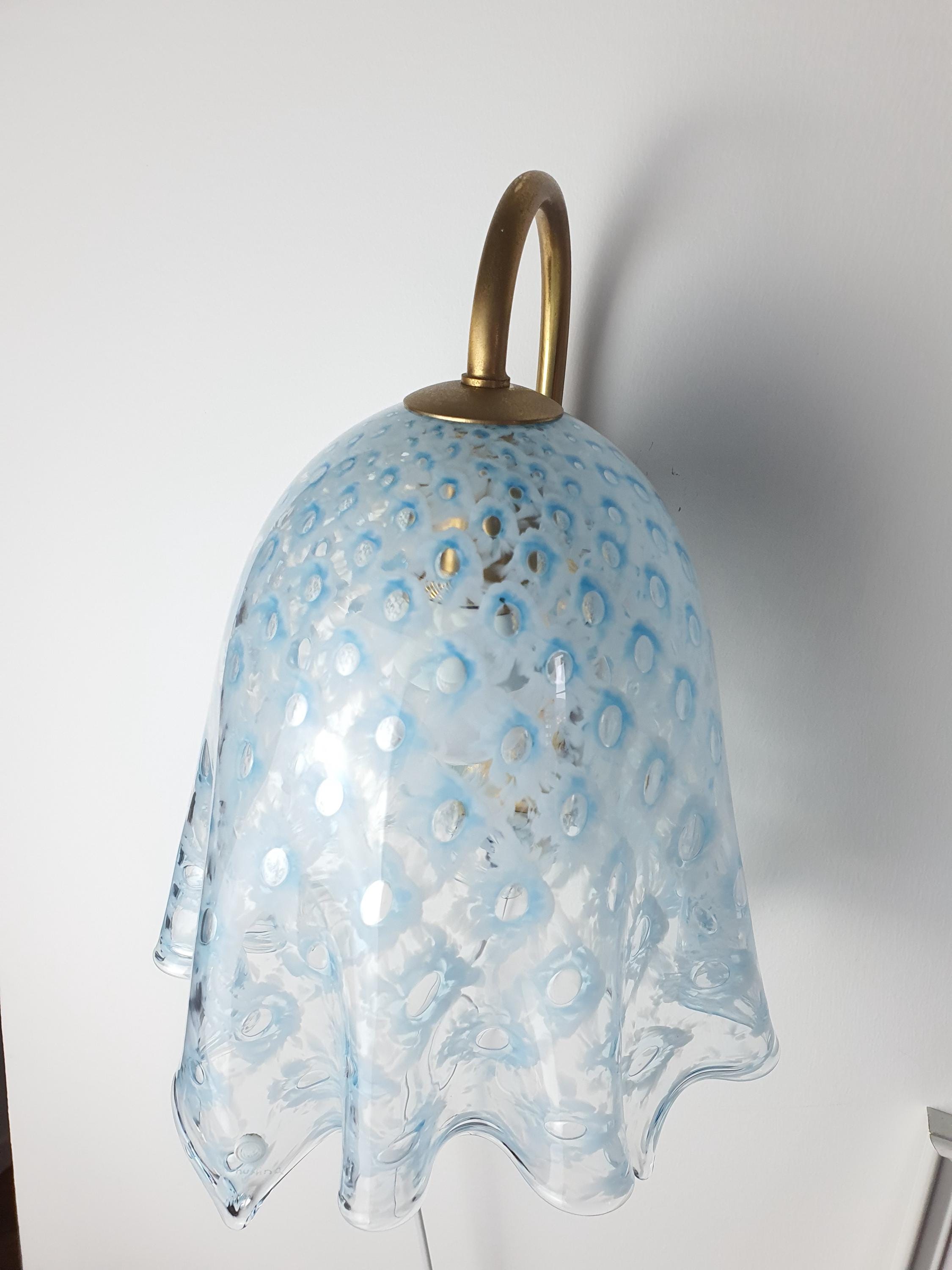 La Murrina Murano Glass Blue Flowing Wall Sconce | Vintage Art Deco Italian Lighting