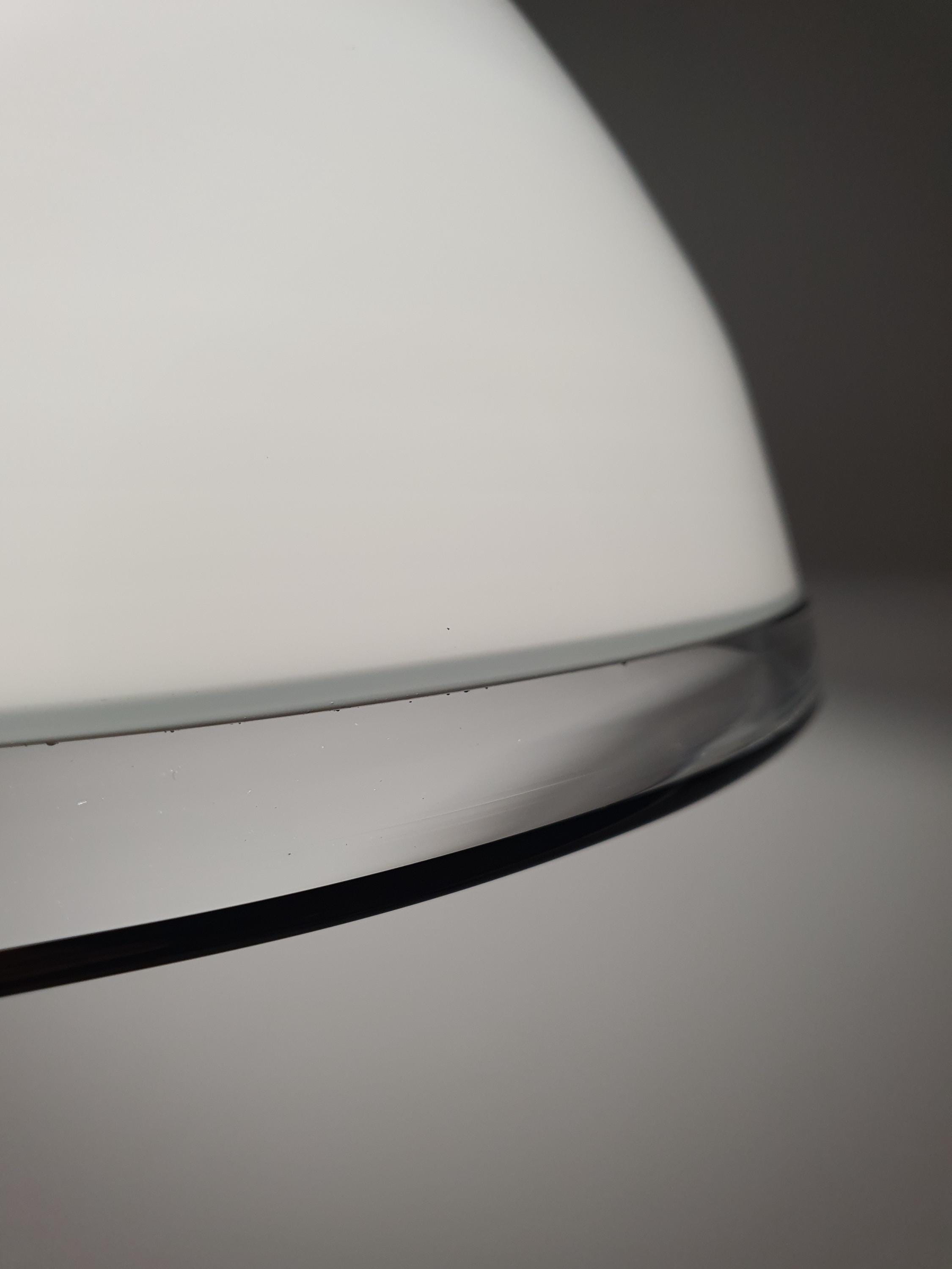 White bell minimalist pendant light in vintage Murano glass with black edge