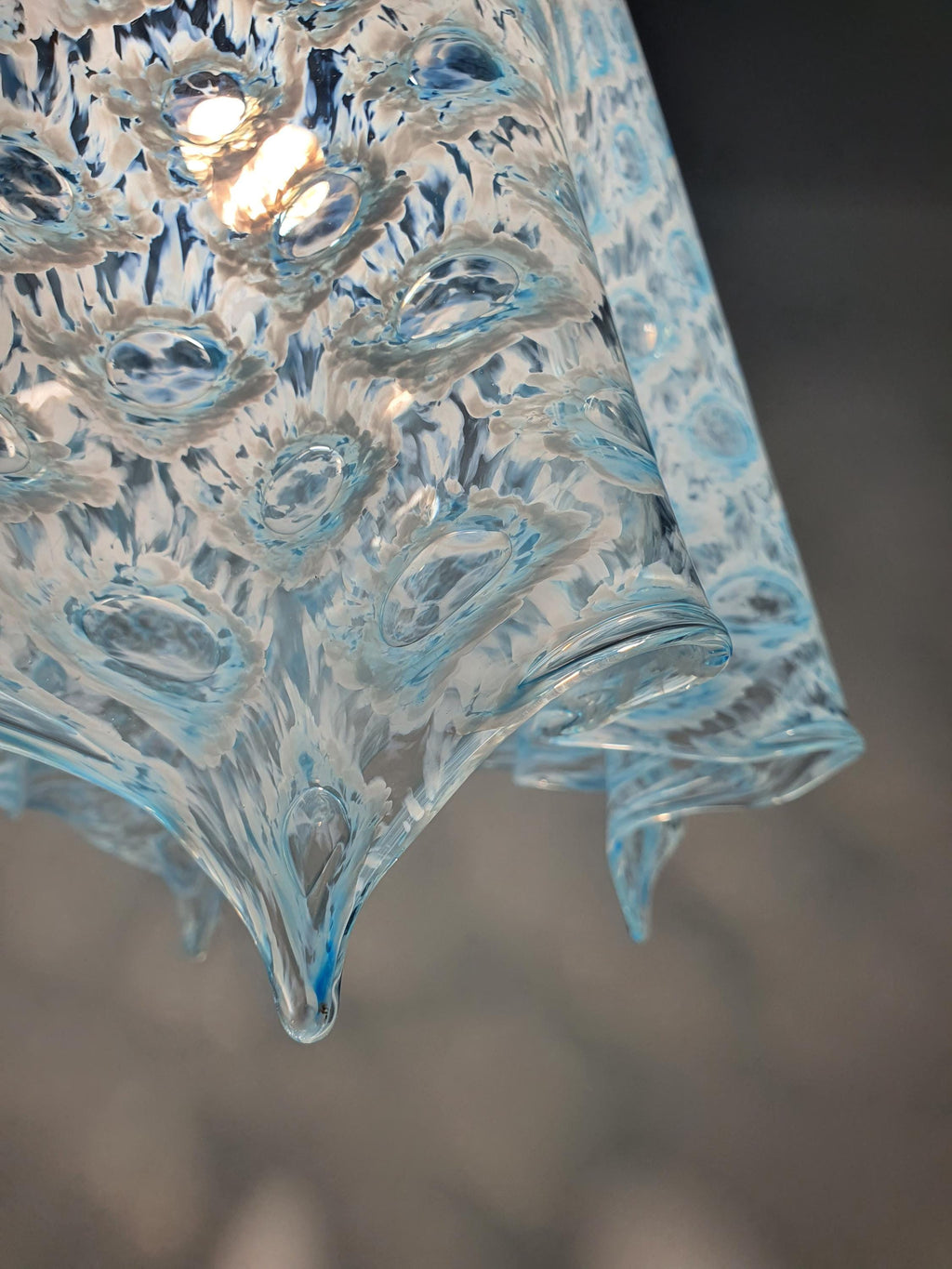 Vintage La Murrina Blue Bubbled Murano Glass Pendant Light
