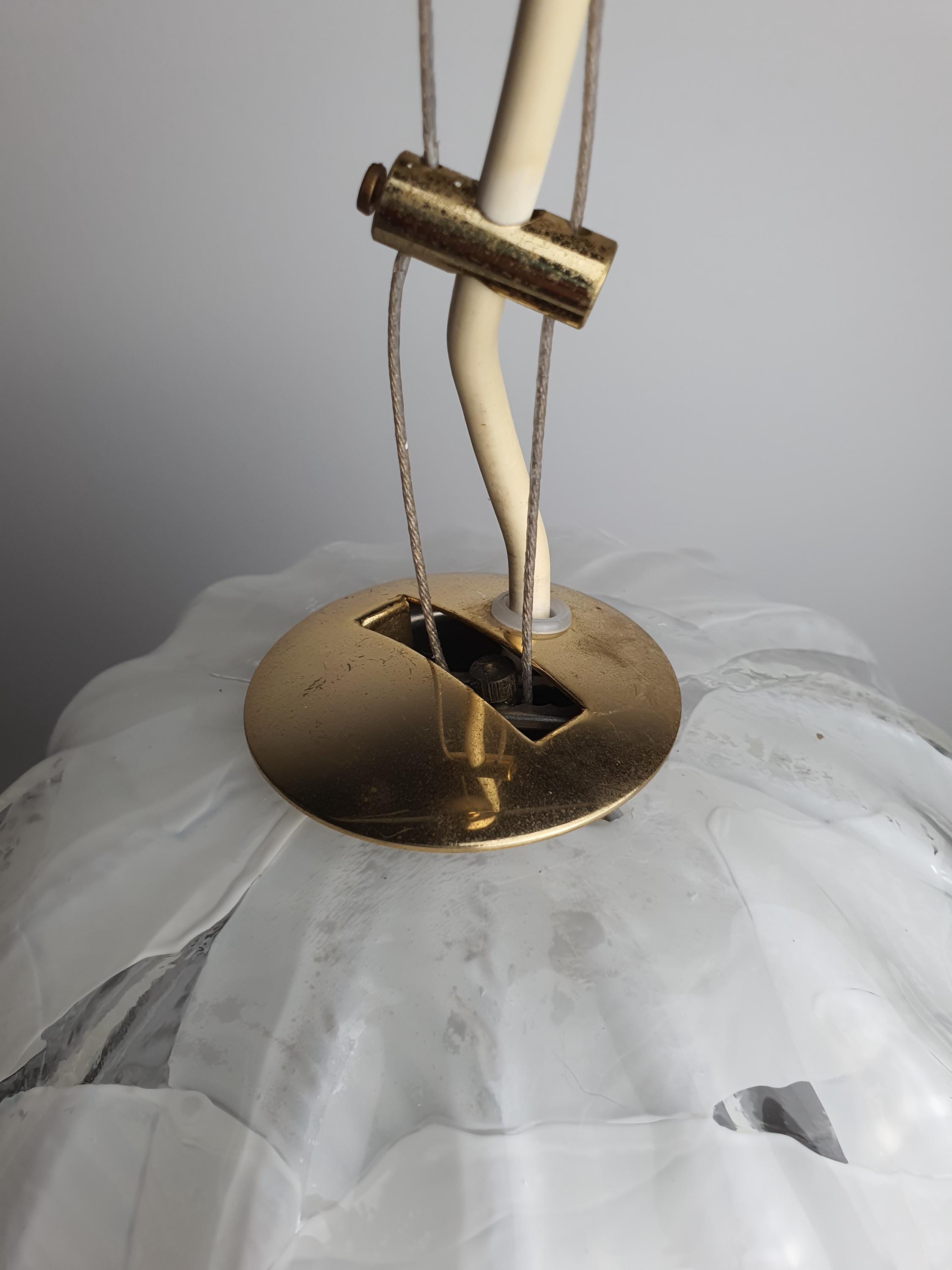 La Murrina Murano Glass Bell Pendant Light – Vintage Floral Design, White & Clear Handblown Glass