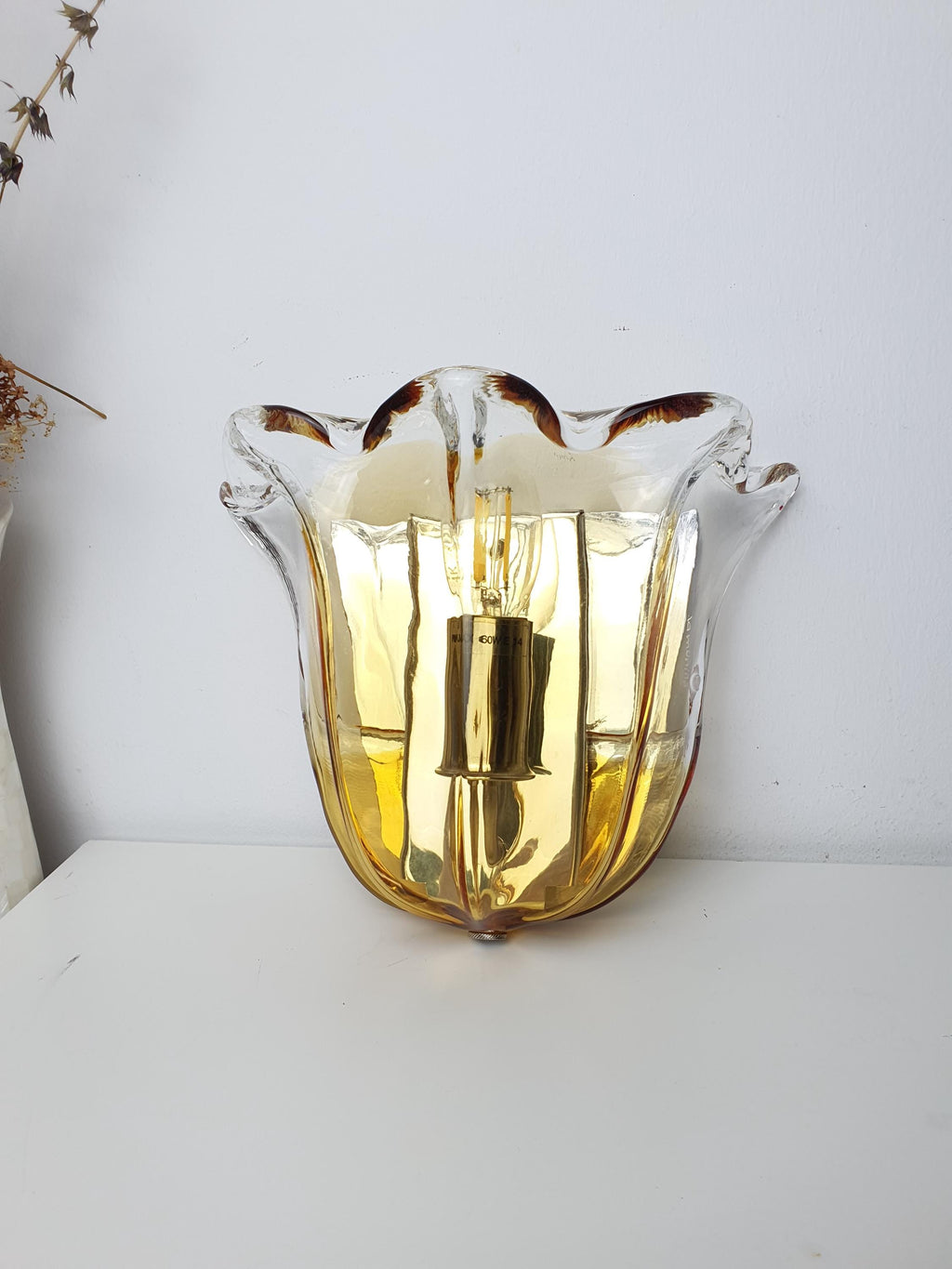 La Murrina Murano Glass Caramel Wall Sconce Tulip Clear Chrome