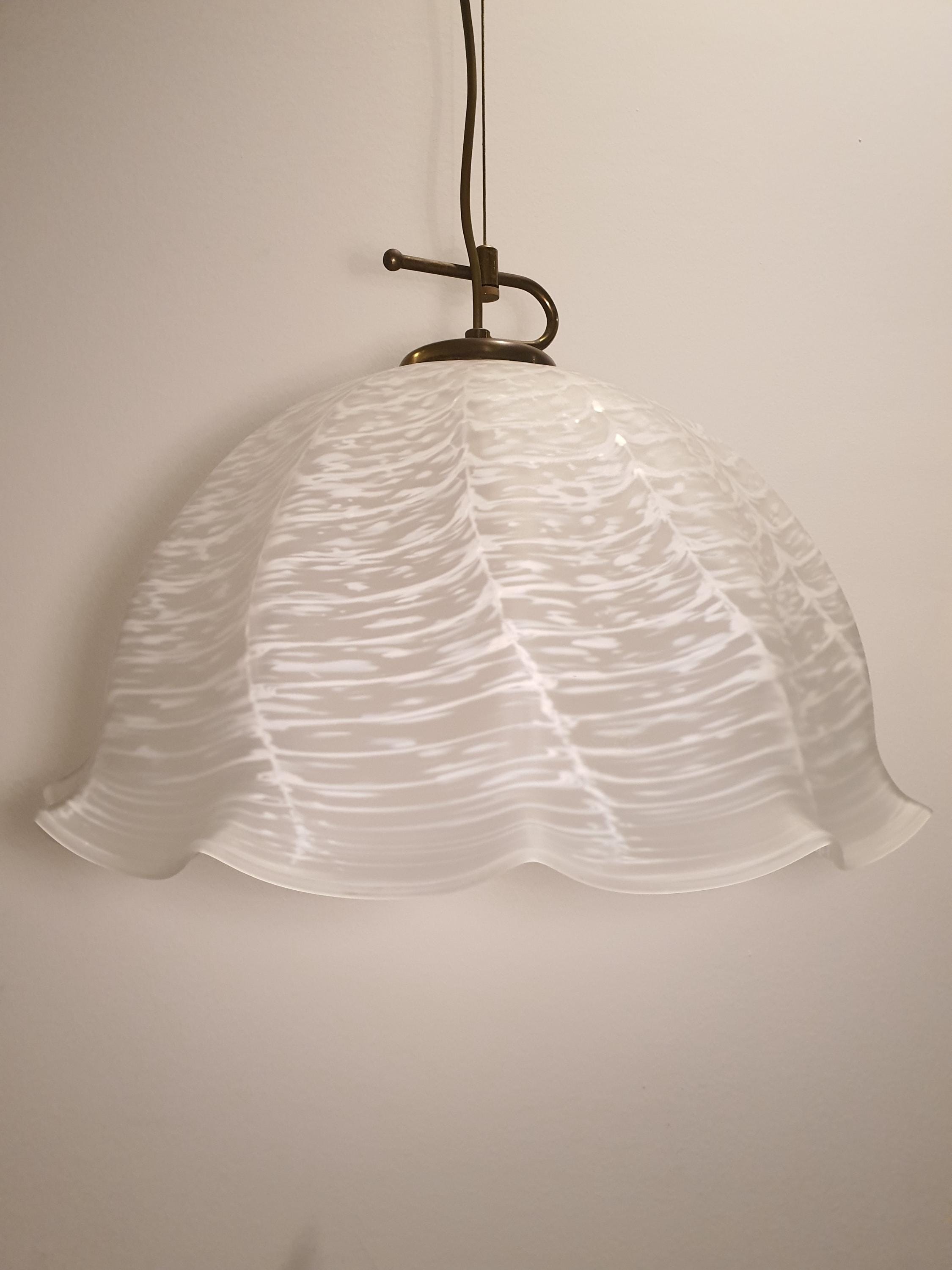 Murano Glass Lily Pendant Light: Italian Vintage Filigree Chandelier