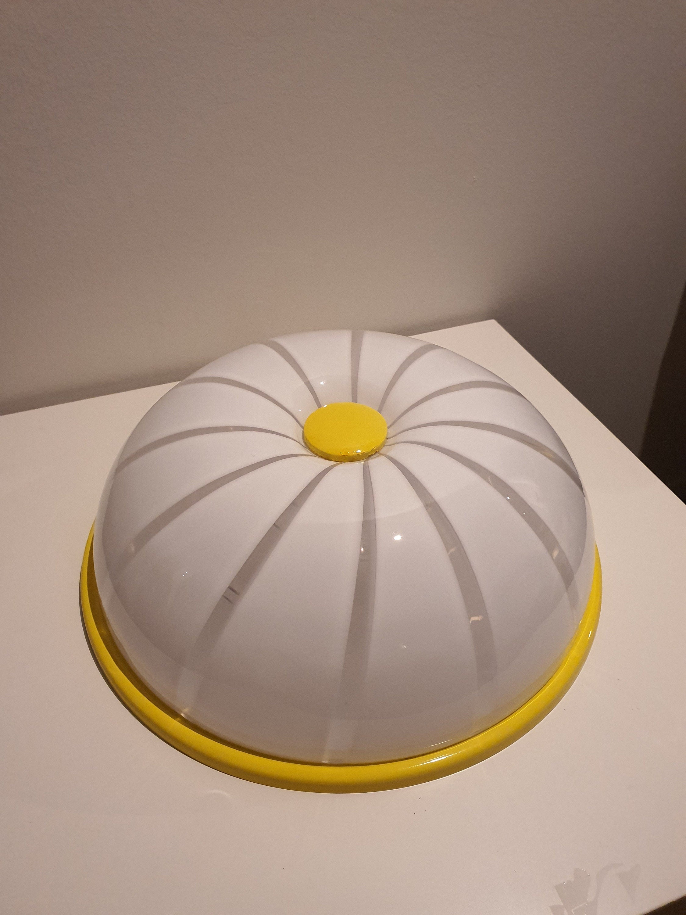 Murano Glass Chamomile Ceiling Lamp: 1980s Italian Floral Light