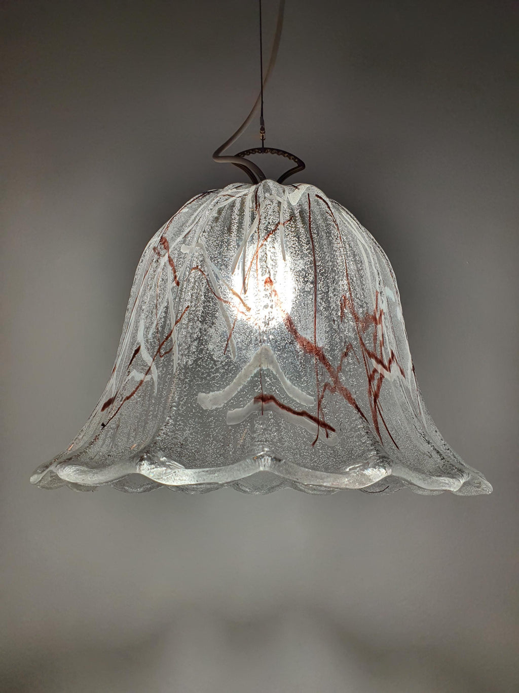 Vintage Murano Glass Pendant Light: Handcrafted Floral Tulip Lamp