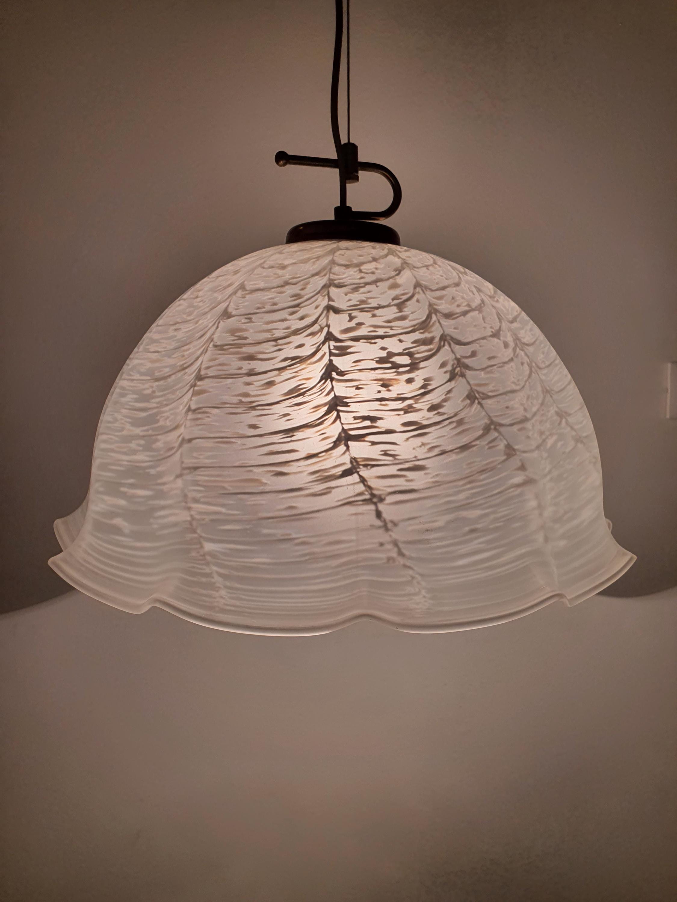 Murano Glass Lily Pendant Light: Italian Vintage Filigree Chandelier