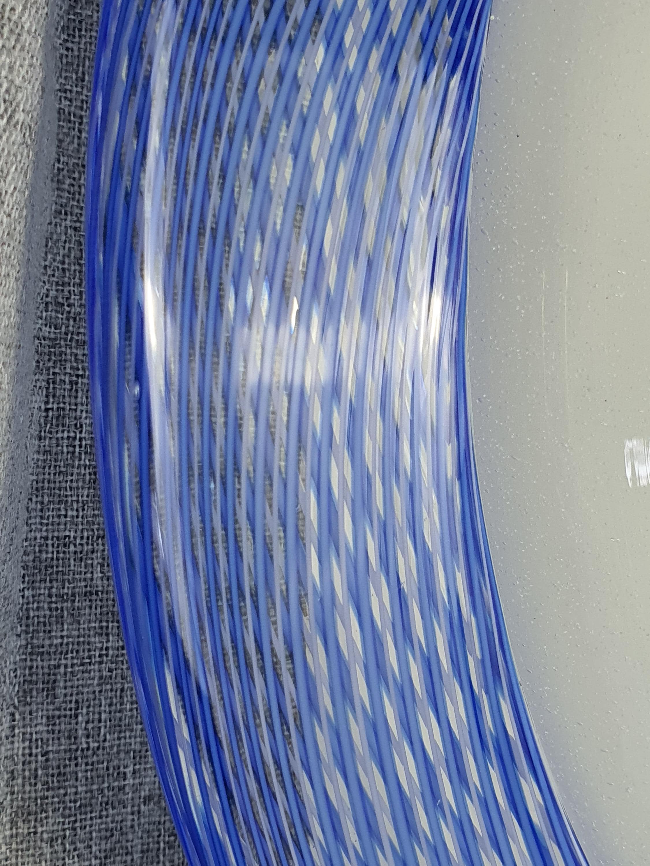 Due P Murano Glass Flush Mount Light: Blue Filigree, Bubbles, MCM Decor