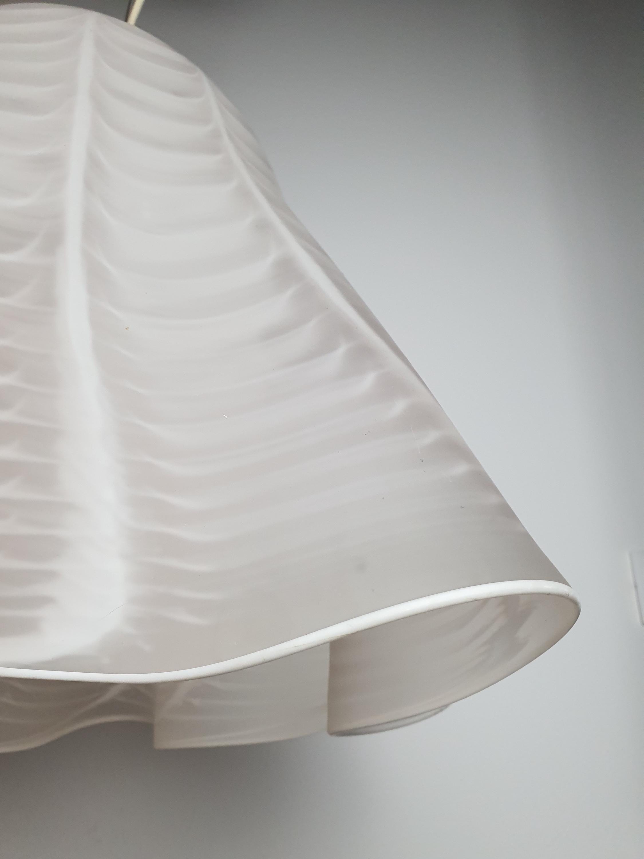 Vintage Pink Satin Murano Glass Pendant Lamp | Hand-Blown Italian Floral Handkerchief Light | MCM Romantic Ceiling Fixture