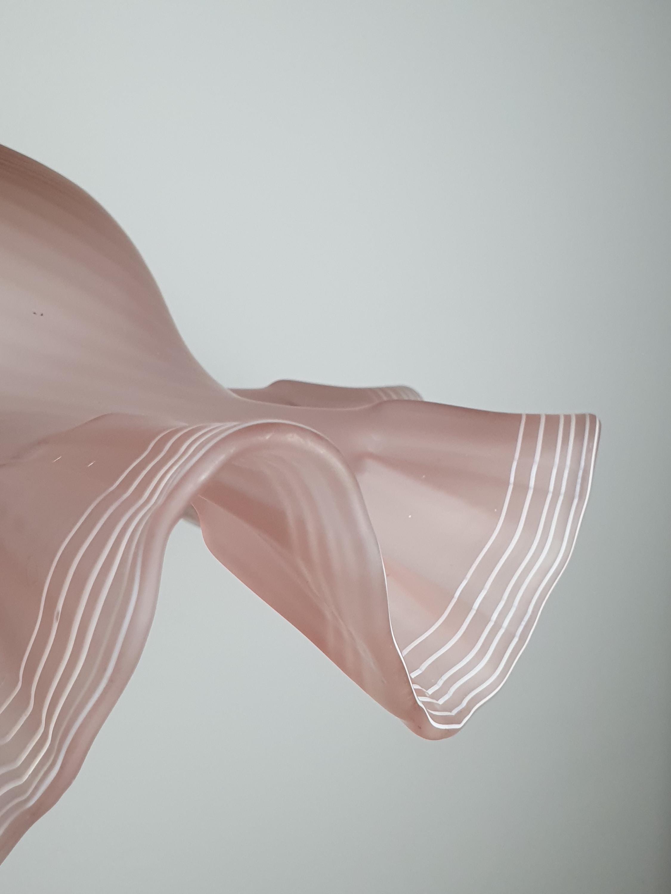 Murano glass pink fazzoletto pendant — flowing handkerchief silhouette, organic form detail