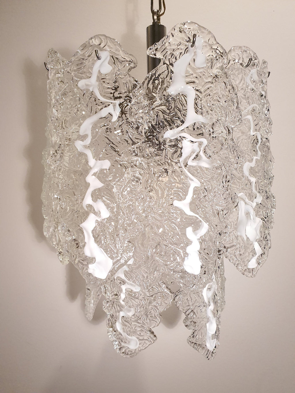XL Murano Glass Petal Chandelier: Carlo Nason Style, Mid-Century Modern