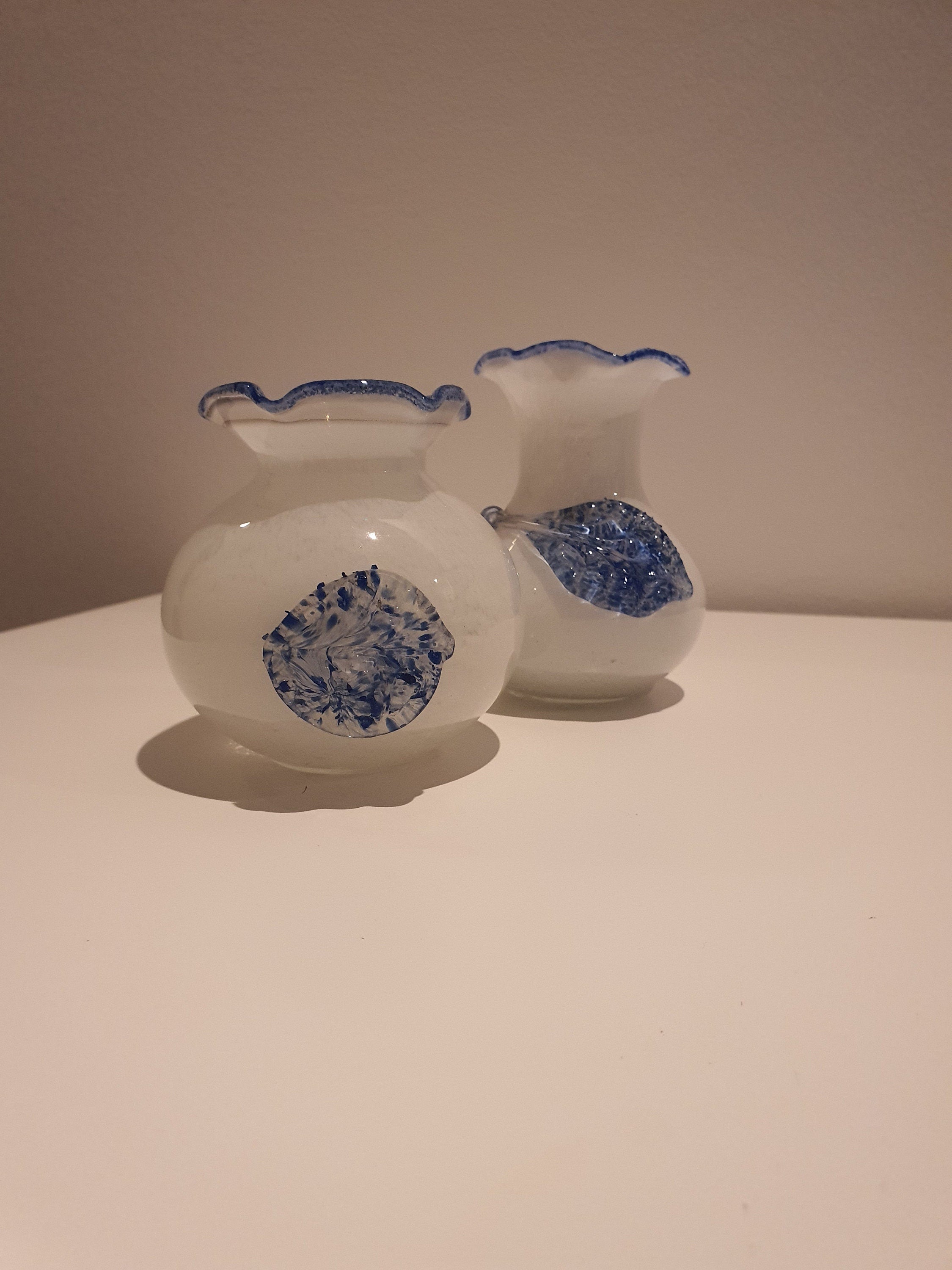 Pair of petite Murano swirl glass vase 1990s
