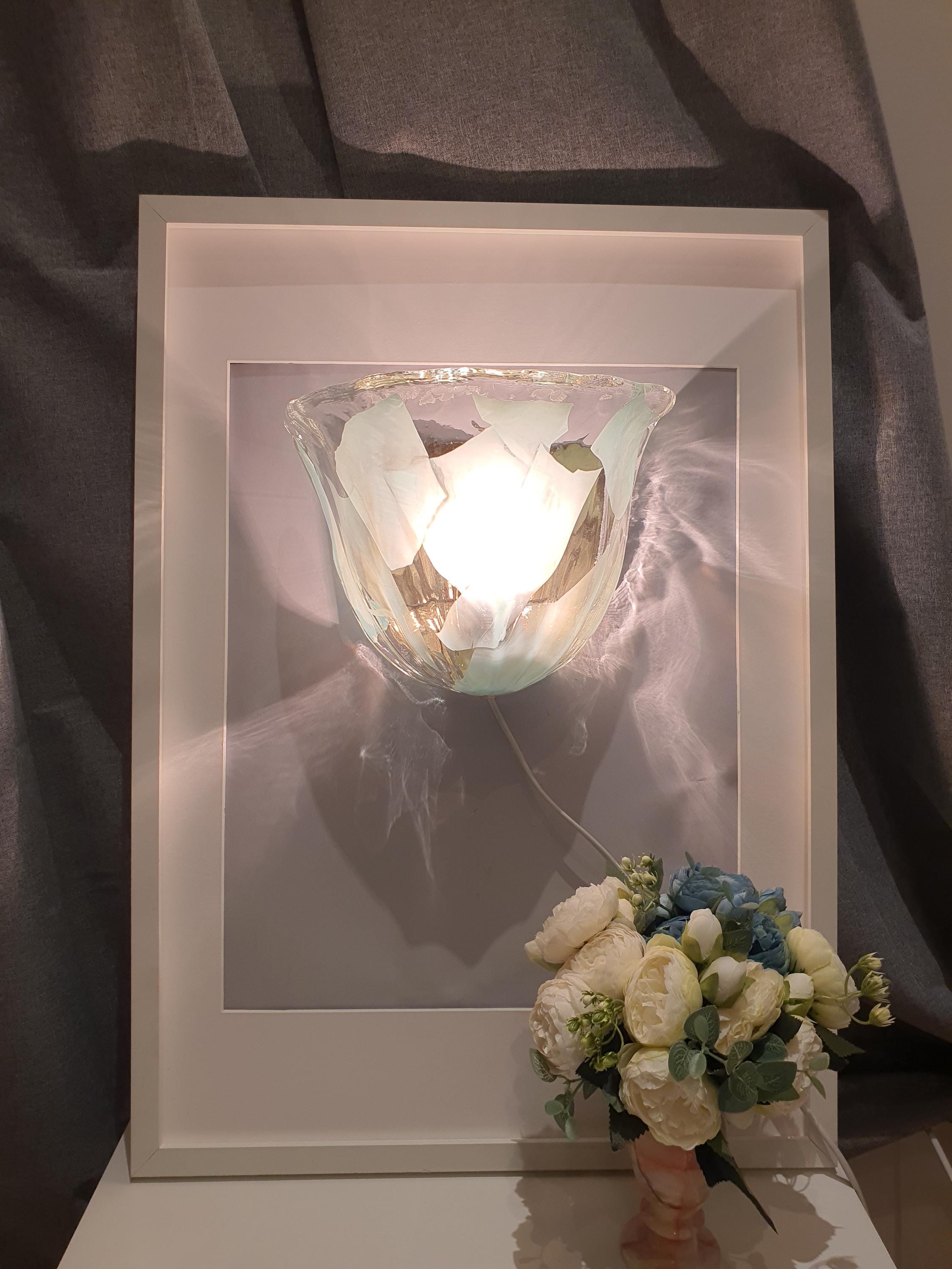 Vintage Murano Glass Wall Sconces: Floral Tulip Design, Golden Base