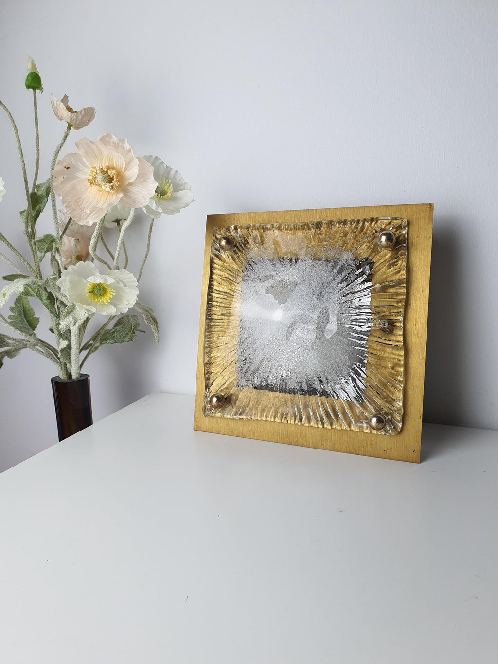 La Murrina Vintage Murano Glass Flush Mount – Handblown Organic Square Ceiling Light