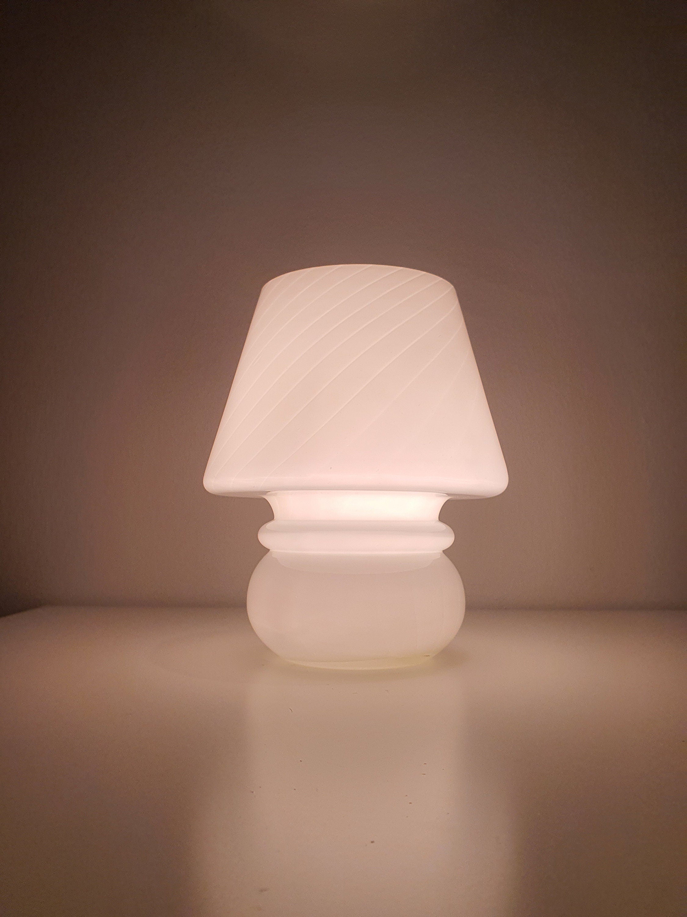 Murano Glass Mushroom Lamp: Mid-Century Modern Scandinavian Bedside Light