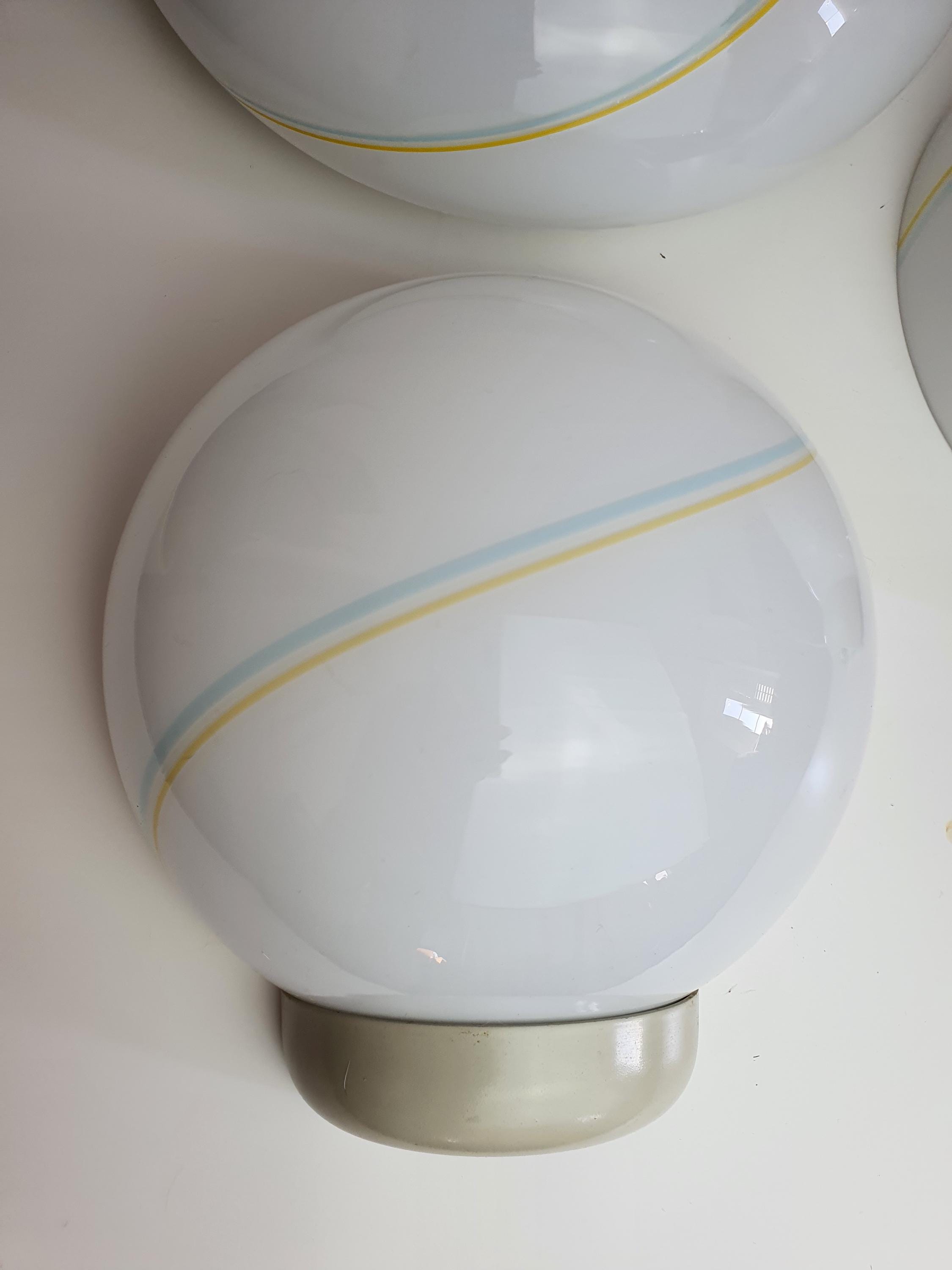 Murano Glass Lighting Set (3 Pieces) | Mid-Century Modern Sconces & Flush Mount | Italian Hand-Blown Vintage Light Trio