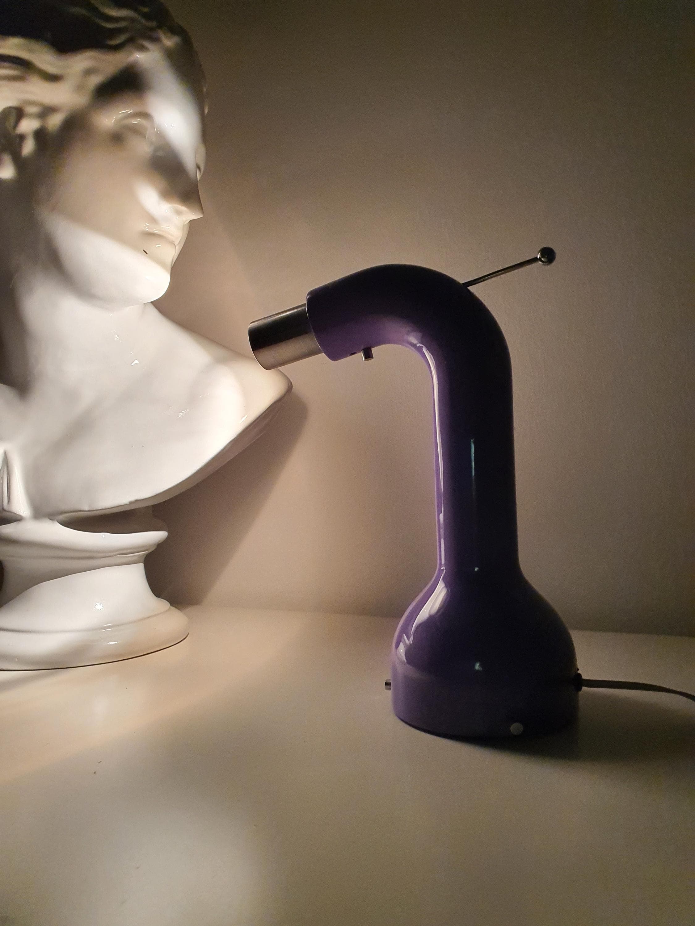 Space Age Purple Gooseneck Desk Lamp 1970s Italian Retro Lighting