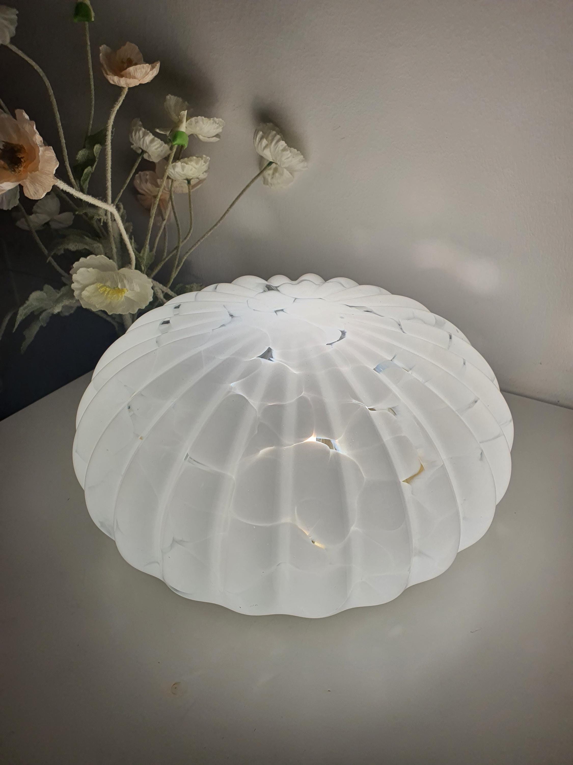 Vintage Spotted Glass Flower Shape Flush Mount Light