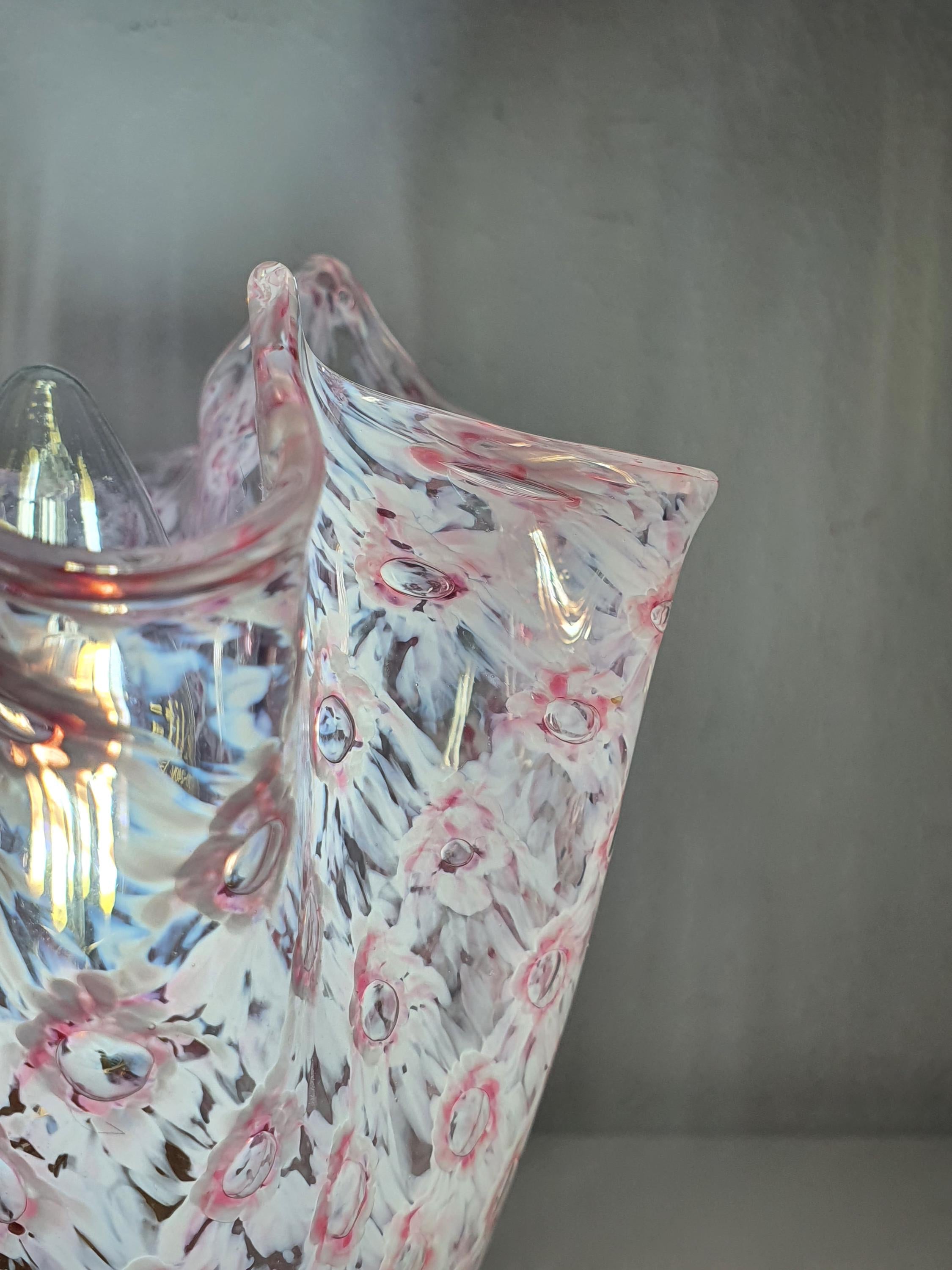 La Murrina Vintage Pink Murano Glass Bubbled Macramé Bedside Lamp