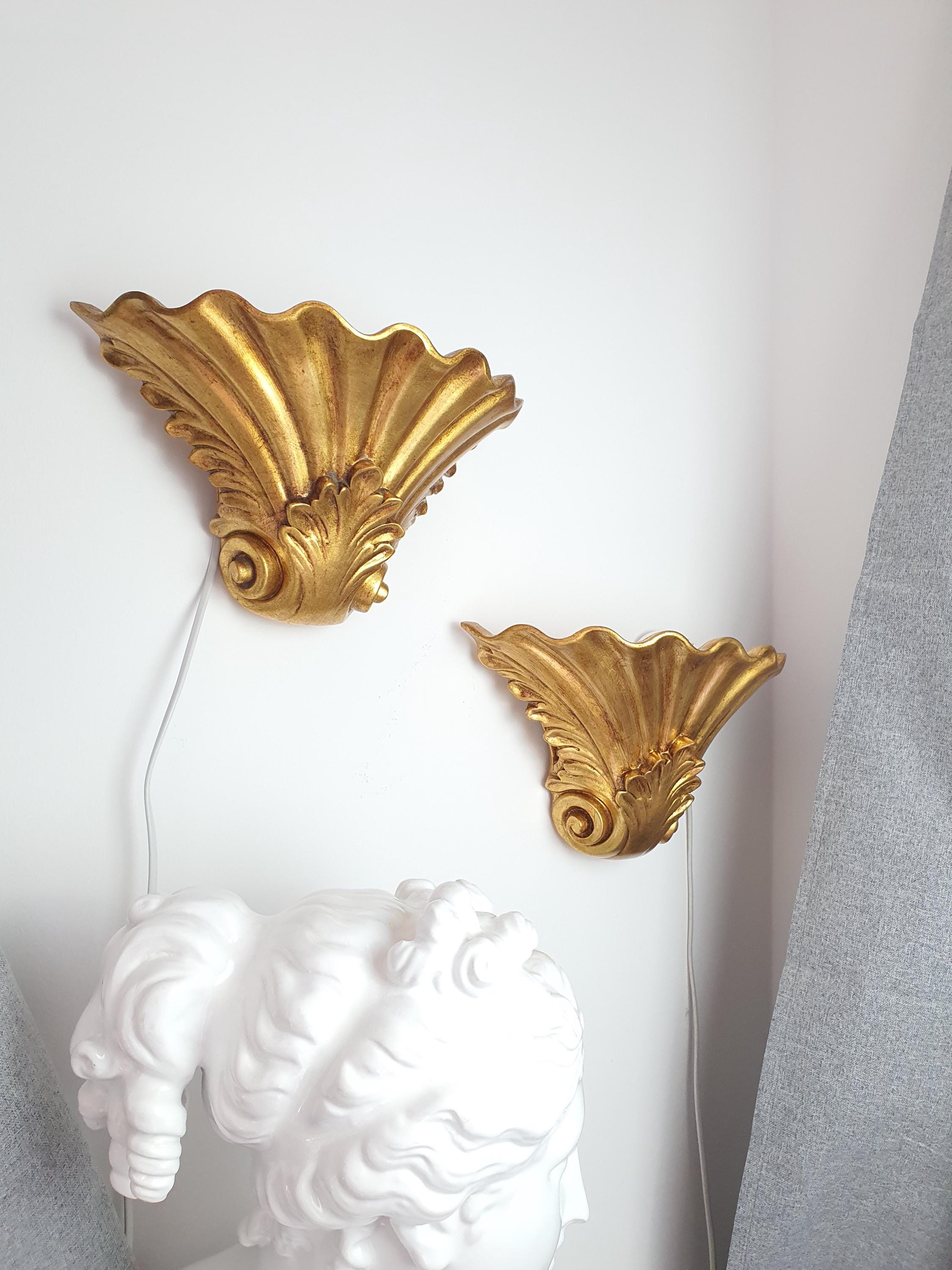 Set of 2 Kolarz Rokoko Rococo Gold Wall Sconces Venetian Finish