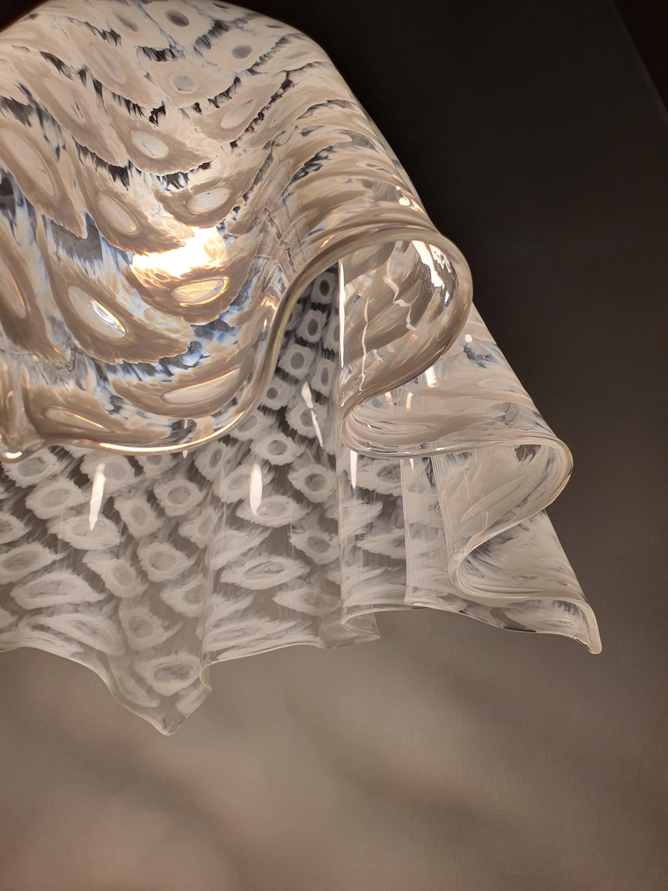 La Murrina Murano Glass Pendant Light: Bubbled White Skirt, Mid-Century Modern