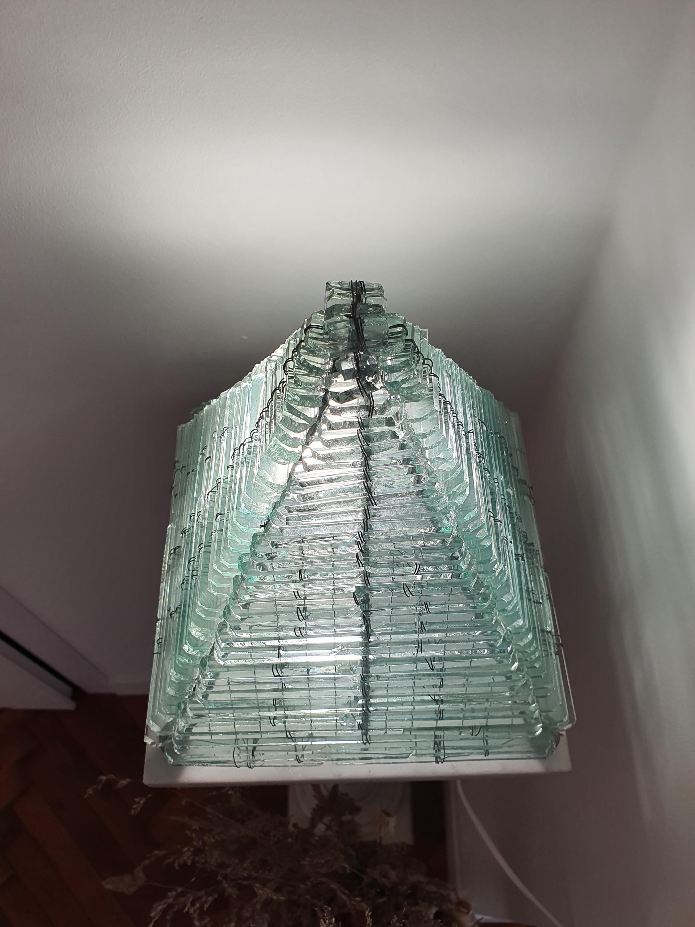 Mosaic Bottle Glass Pyramid Lamp: Retro Mid-Century Modern Table Light