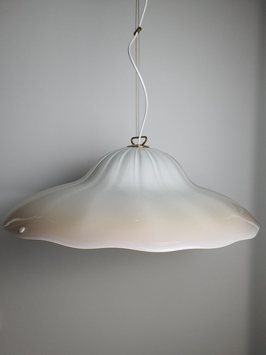 Large La Murrina Crème Brûlée Caramel Floral Pendant Light | Vintage Murano Glass Lighting