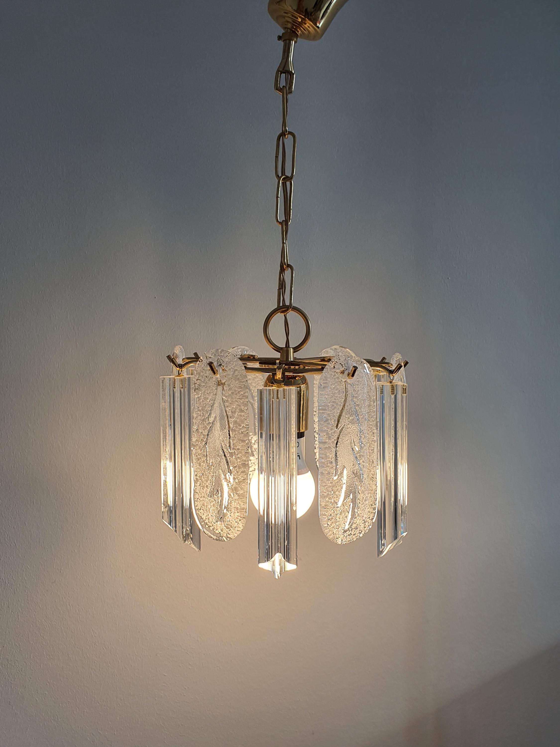 Art Deco Murano Glass Petal Chandelier: Vintage Italian Light