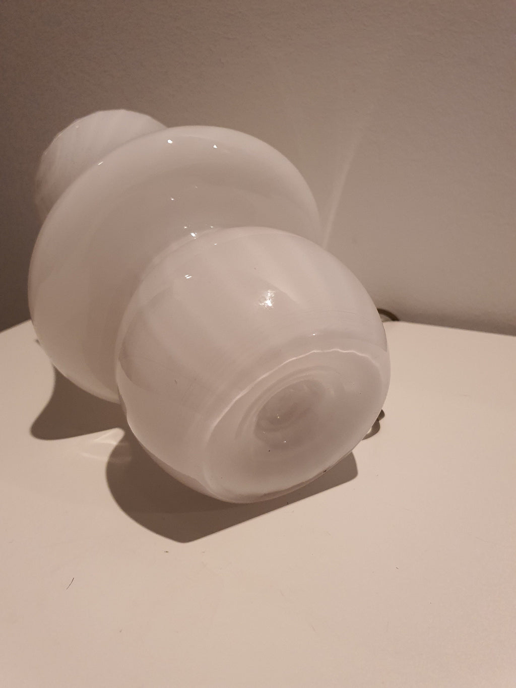 Vintage Murano Glass Mushroom Lamp | 1980s White Swirl Table Light | Nordic Mid-Century Modern Bedside Lamp