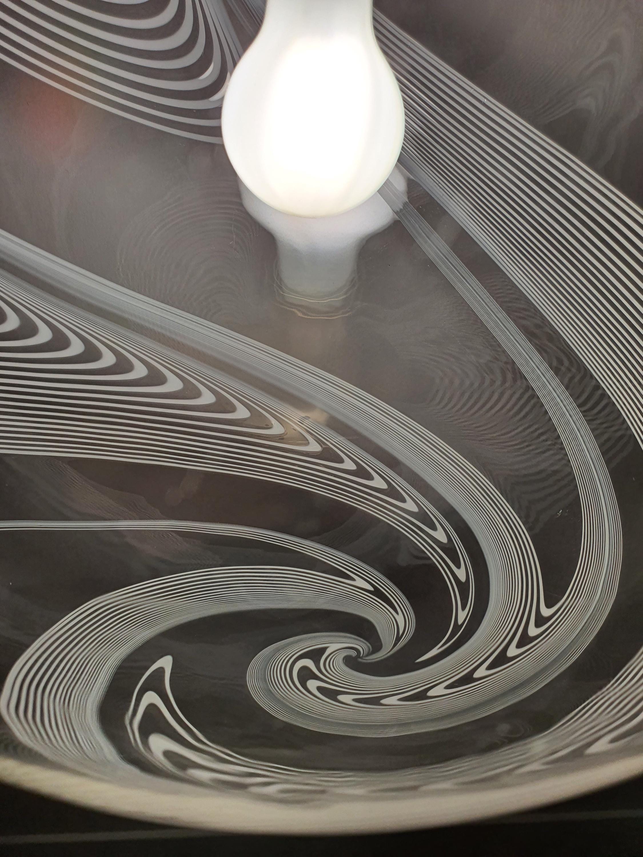 La Murrina Murano clear glass white swirl globe bubble pendant light on golden base