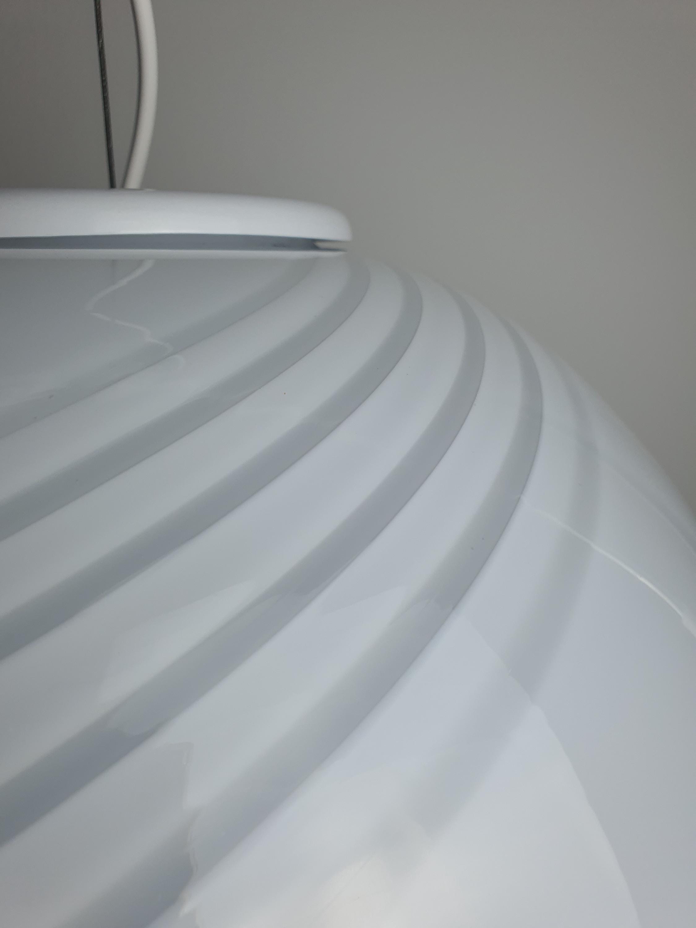 Murano Glass White Swirl Globe Pendant Light Handcrafted Sphere