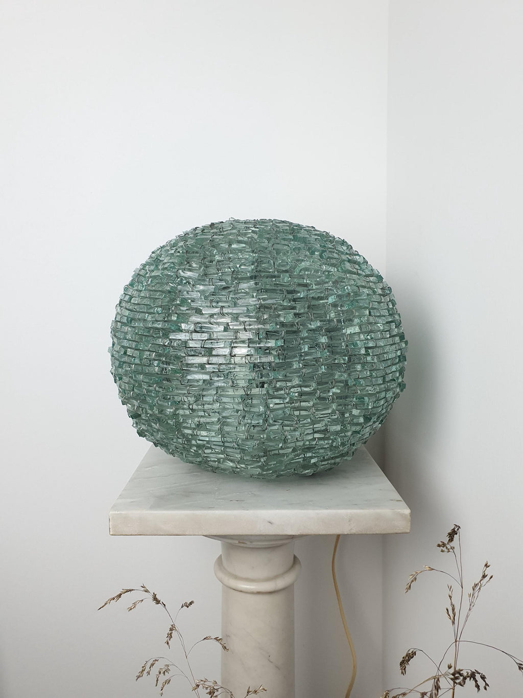 Mosaic Bottle Glass Globe Lamp: Retro Midcentury Table Light