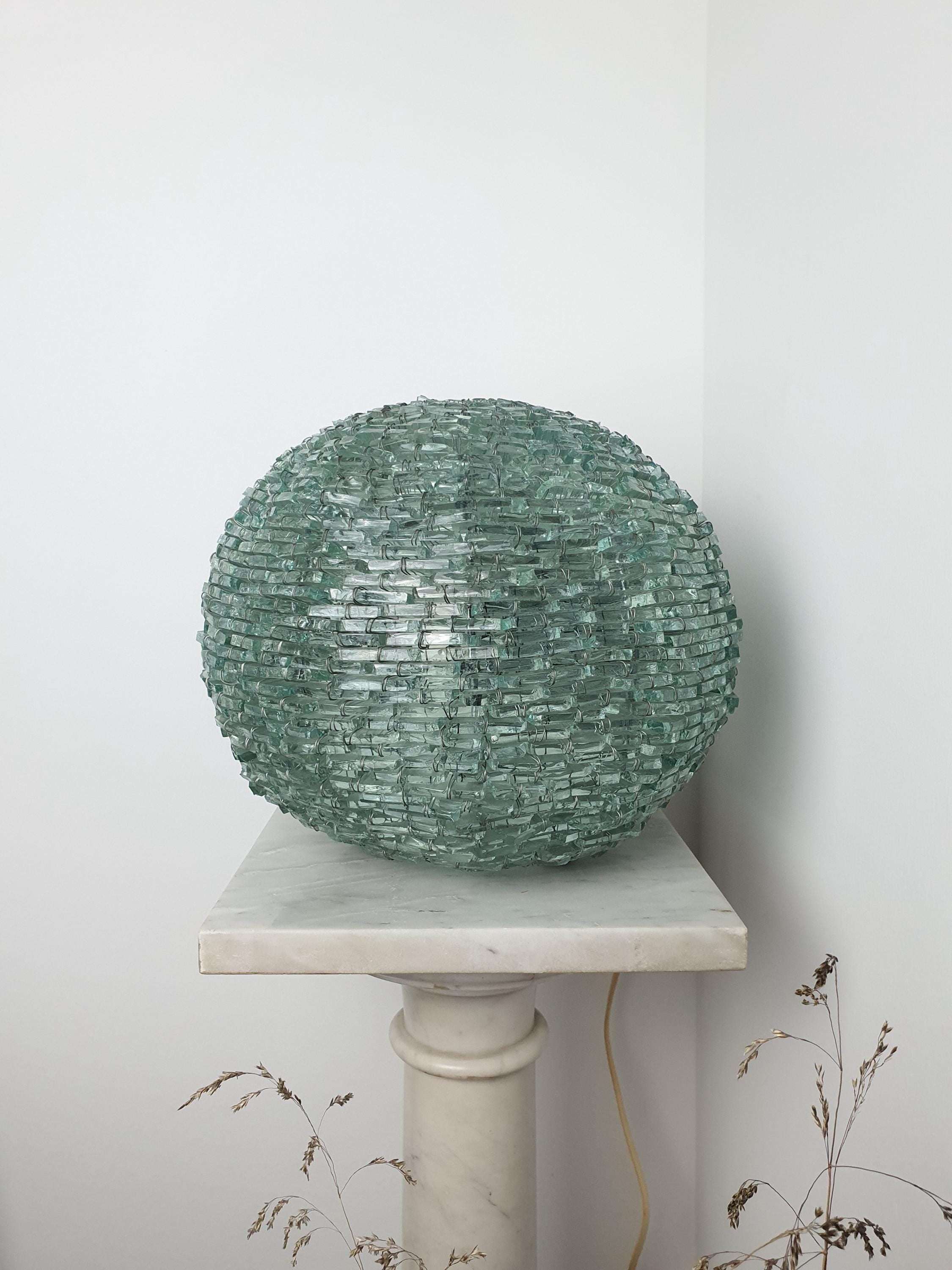 Mosaic Bottle Glass Globe Lamp: Retro Midcentury Table Light